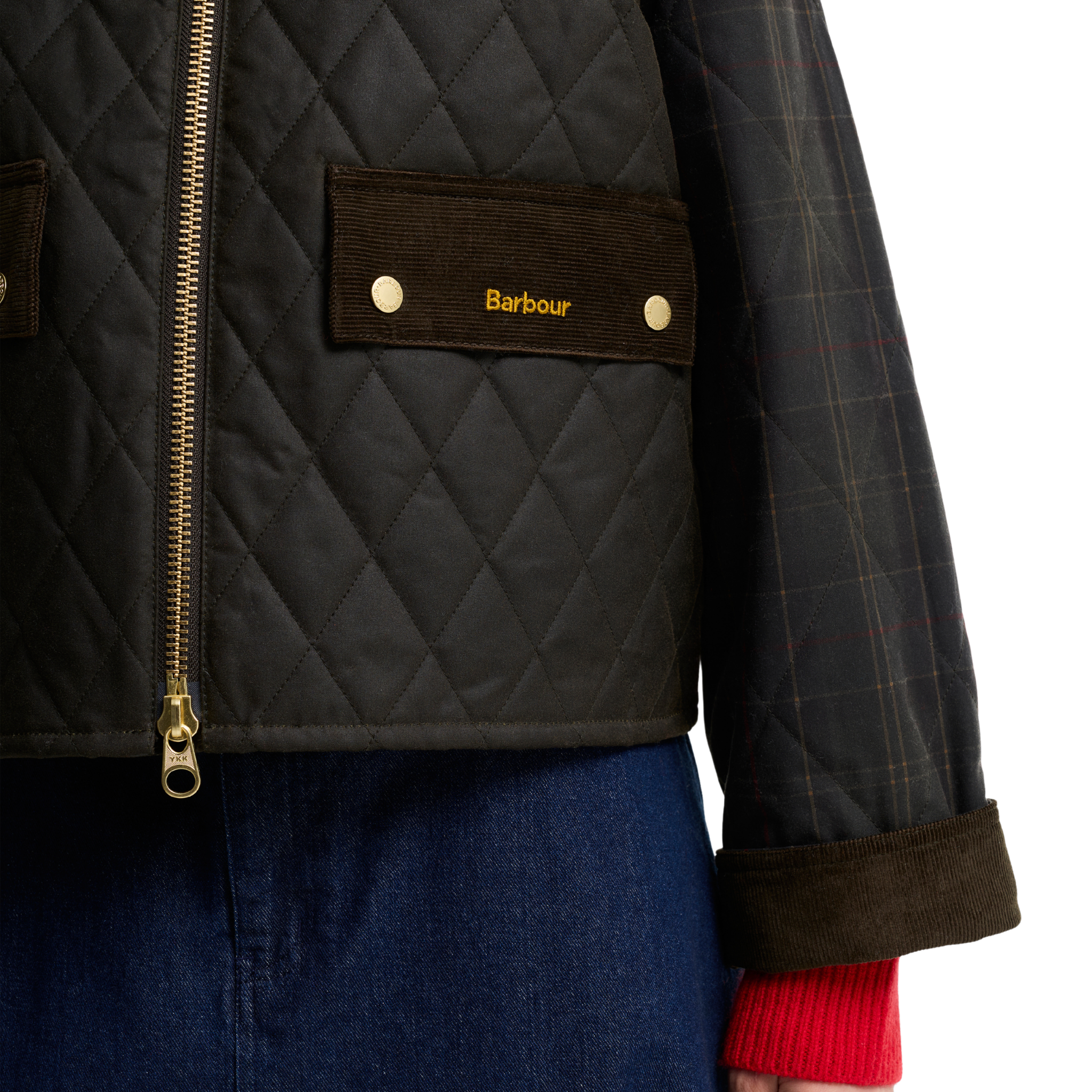 Womens Barbour Olive Tartan Reimagined Icons Quilt Spey Jacket