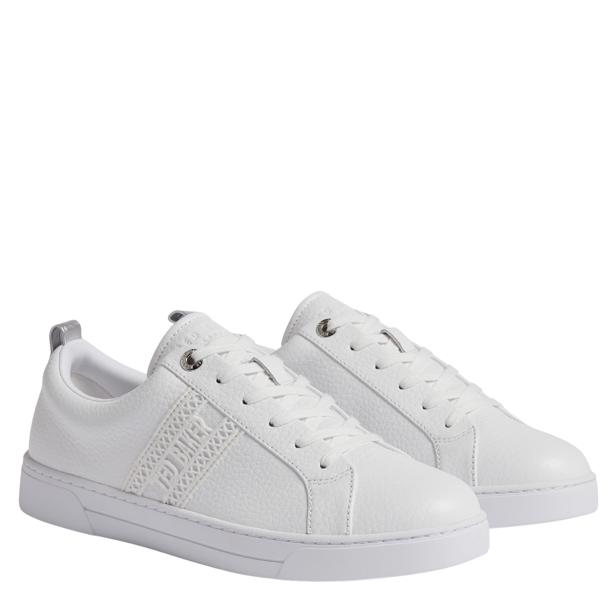 Womens Ted Baker White Soffies Branded Tape Detail Trainers