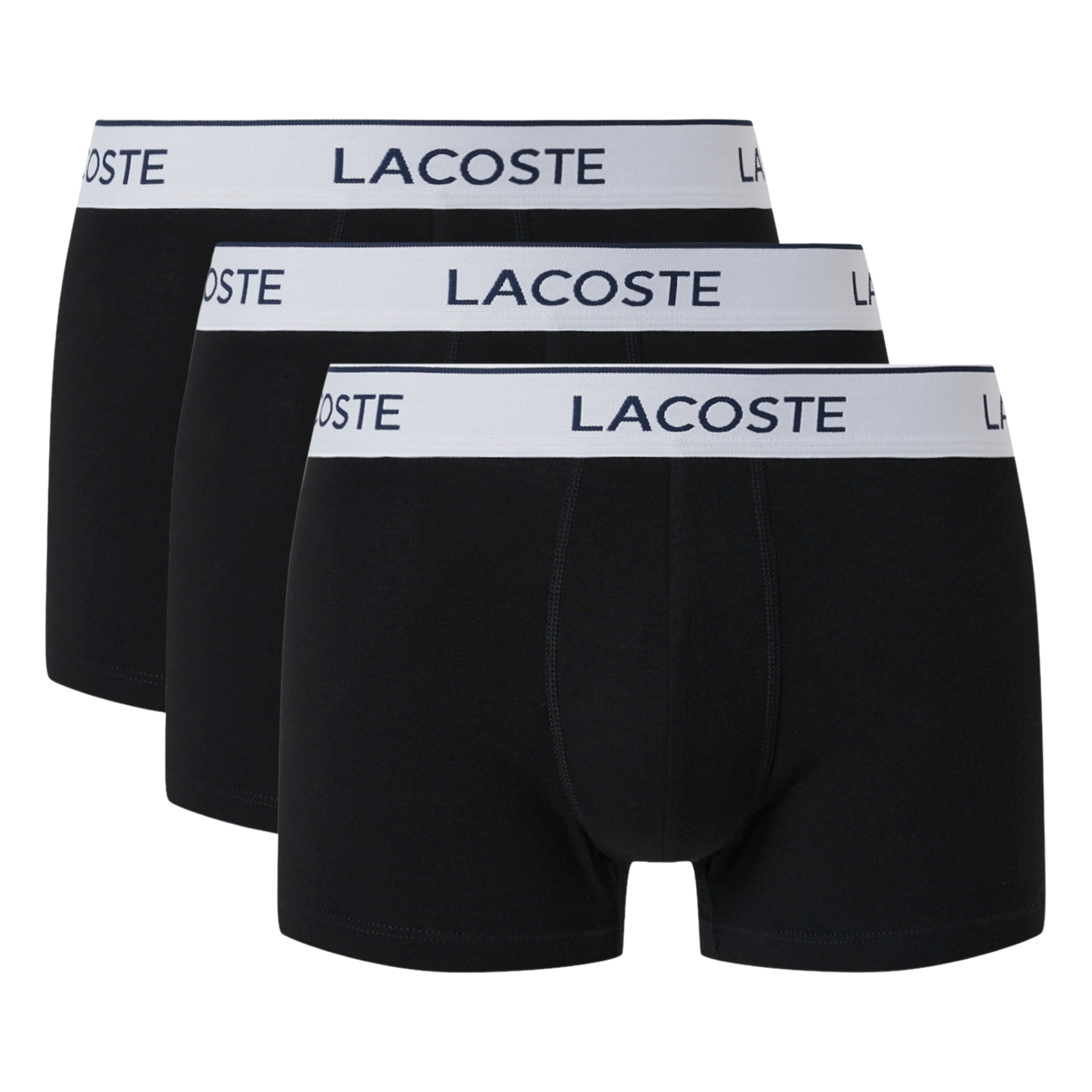 Mens Lacoste Black/White Branded 3 Pack Trunks
