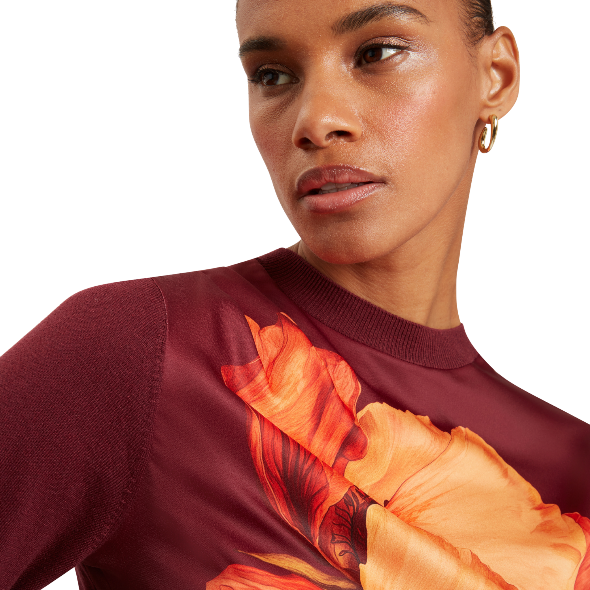 Womens Ted Baker Oxblood Niforia Floral Print High Neck Sweater