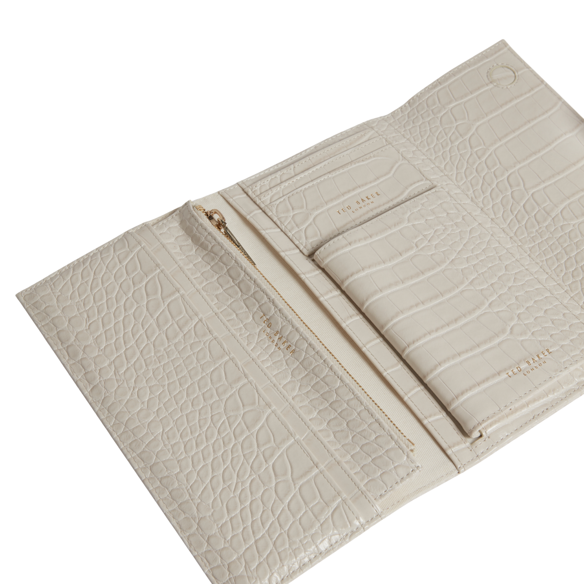 Womens Ted Baker Ivory Viviia Croc Effect Travel Wallet Clutch