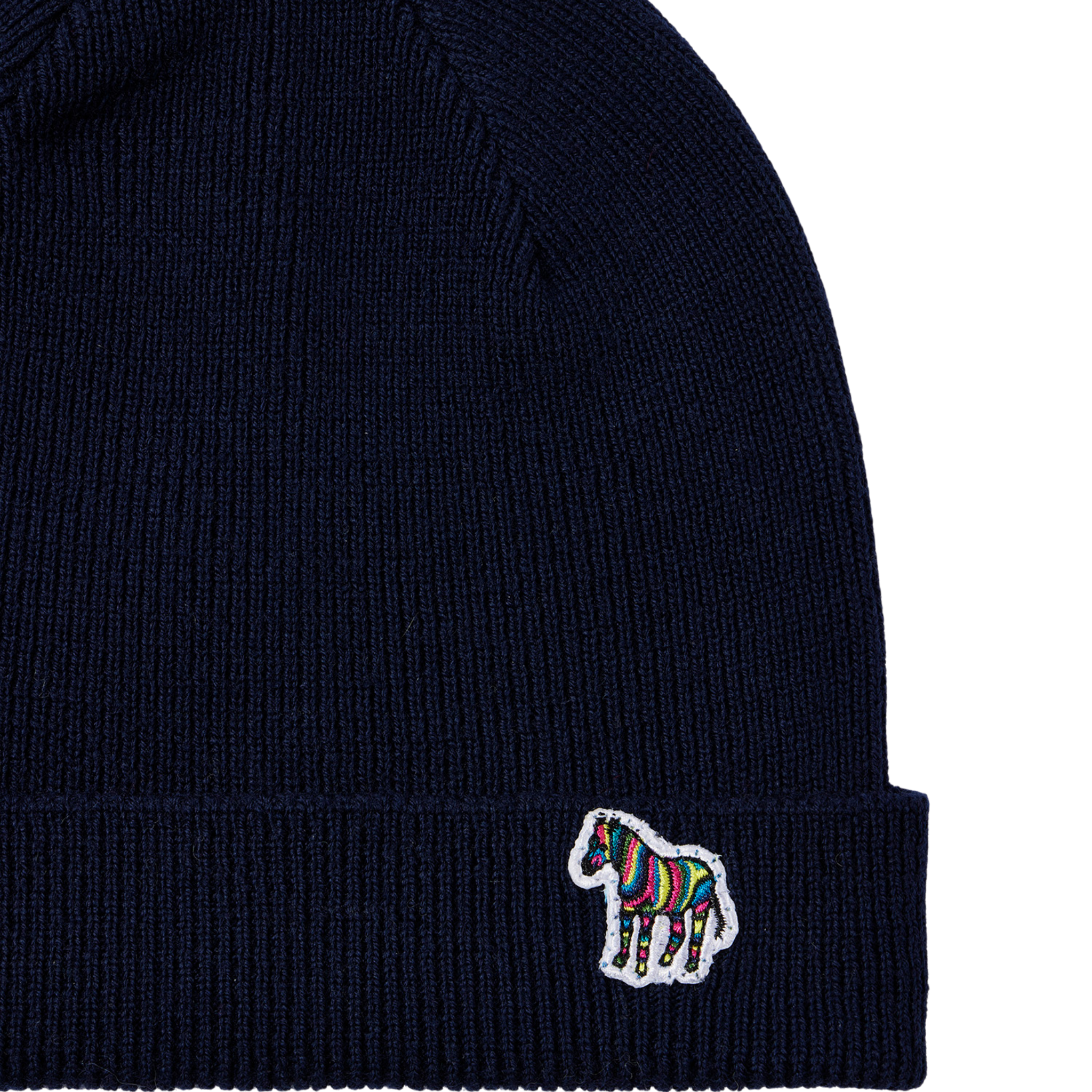 Mens Paul Smith Navy Zebra Badge Wool Beanie