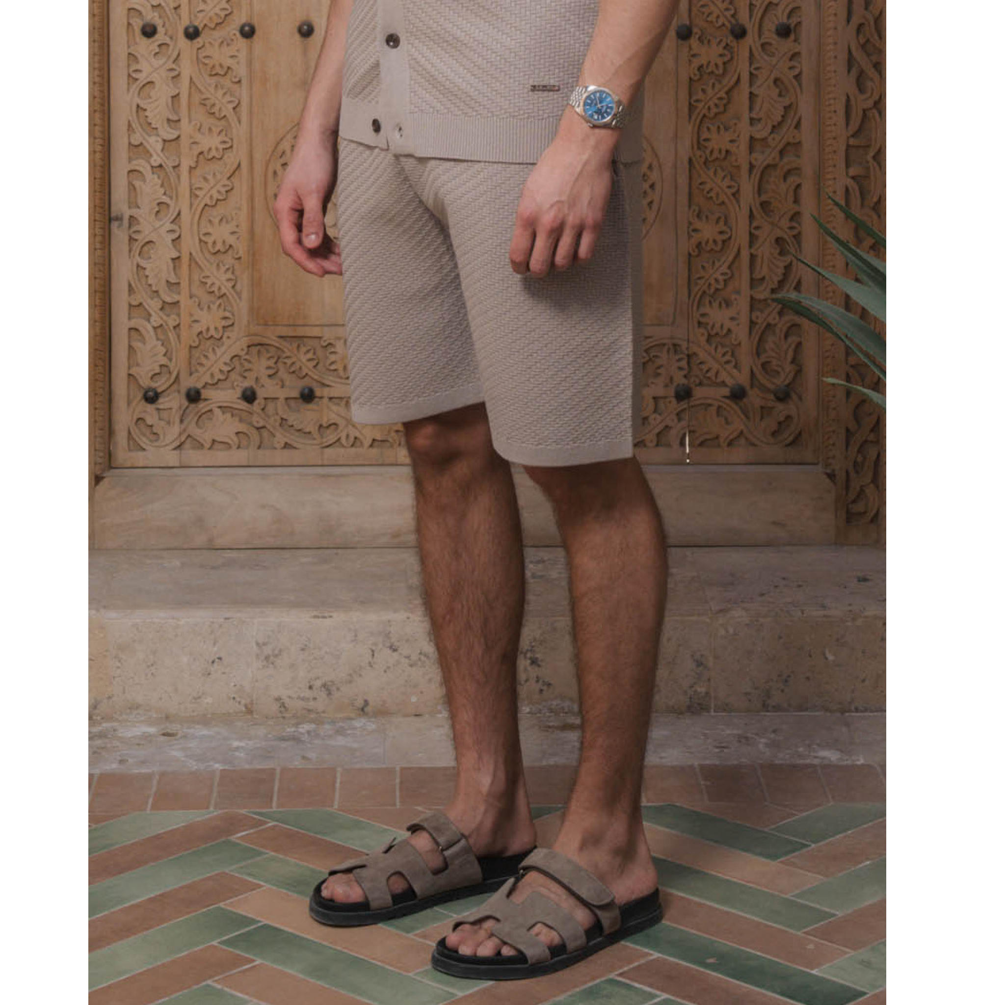 Mens Belier Stone Alfonso Patterned Knit Shorts