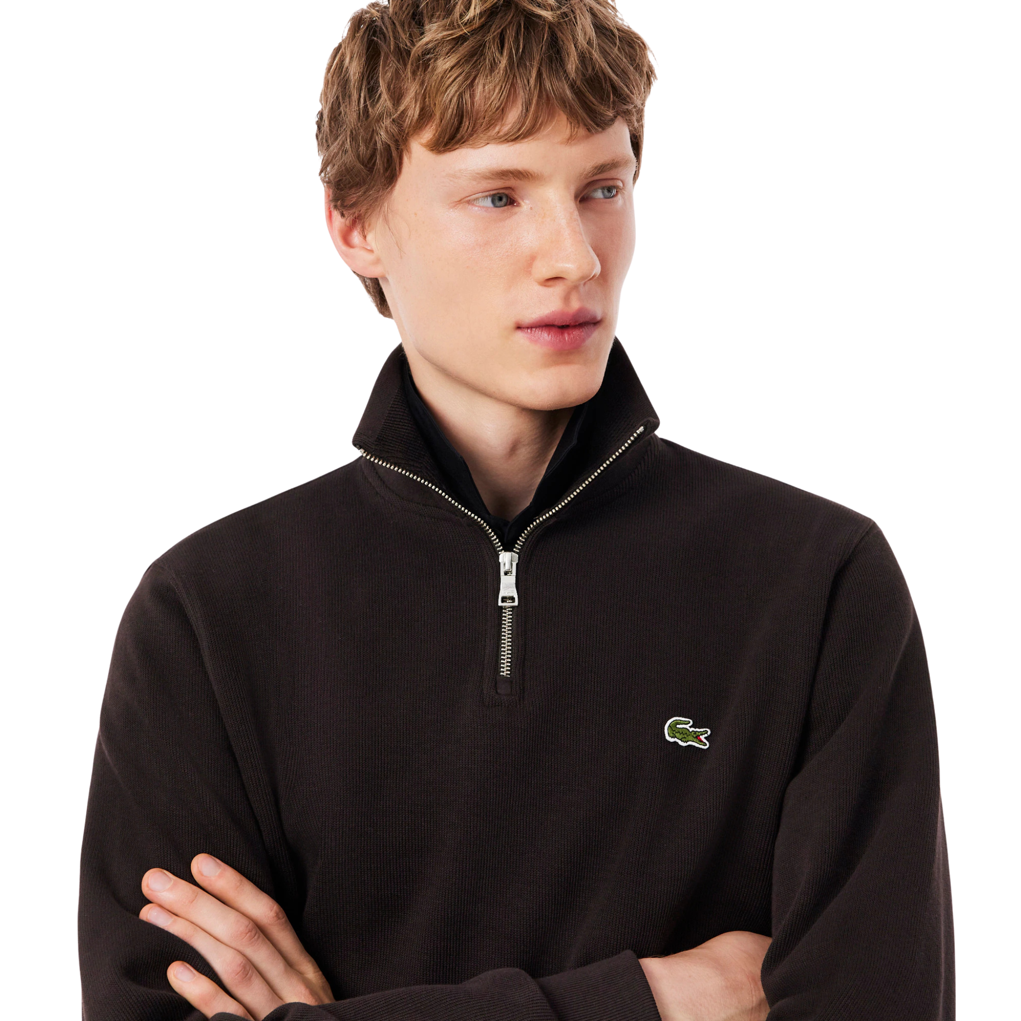 Mens Lacoste Brown Branded Half Zip Sweatshirt