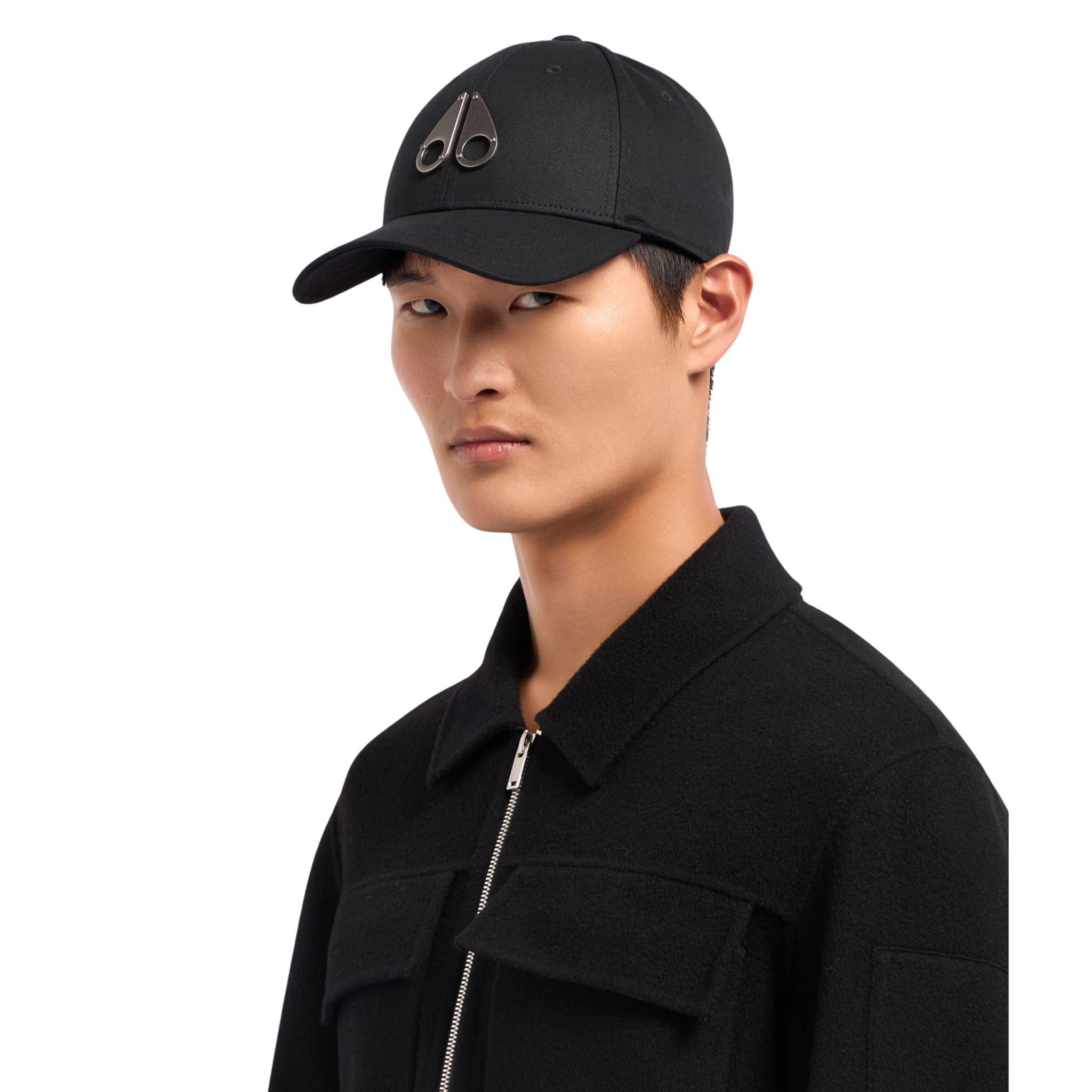 Mens Moose Knuckles Black/Nickel Logo Icon Cap