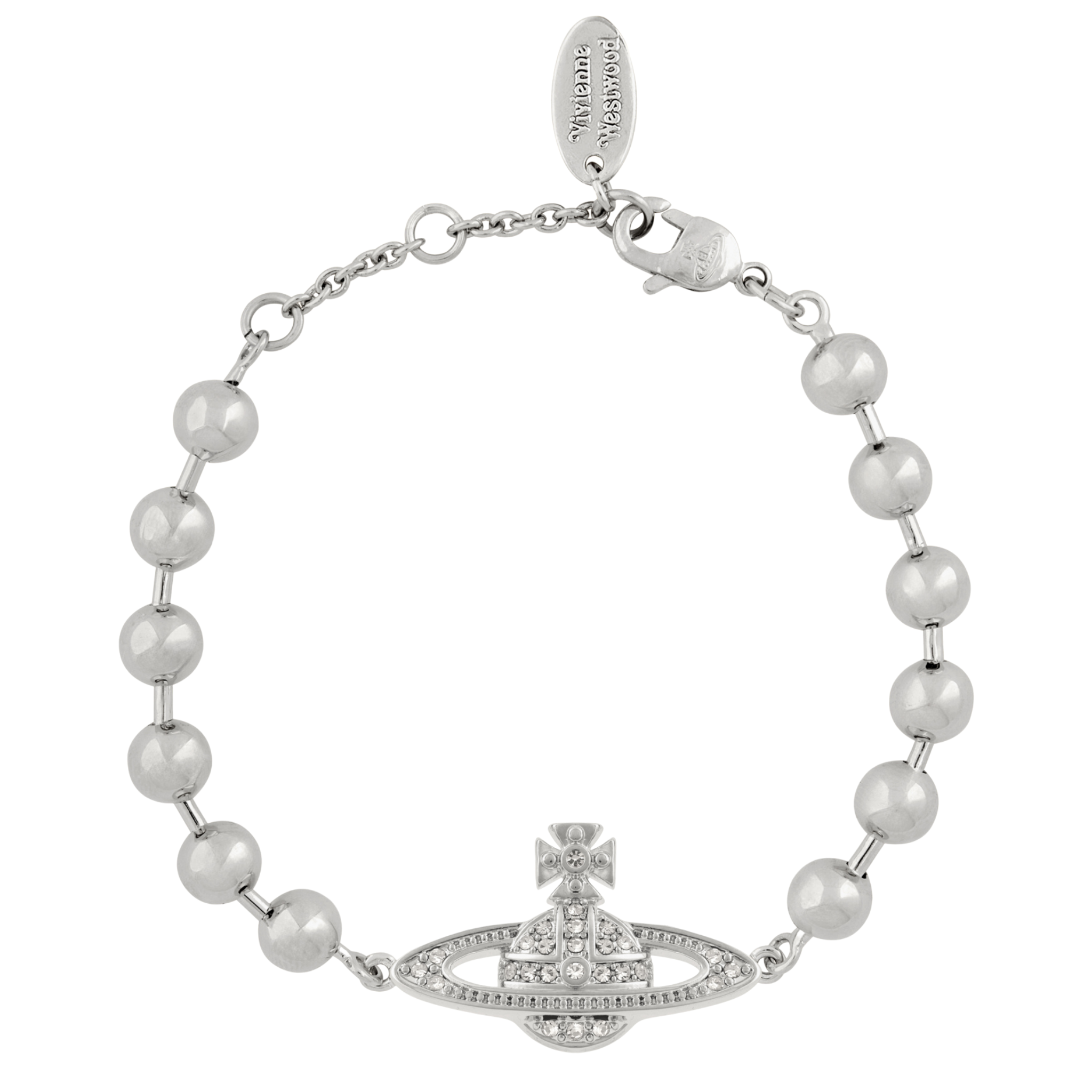 Vivienne Westwood Platinum/White CZ Thames Mini Bas Relief Bracelet