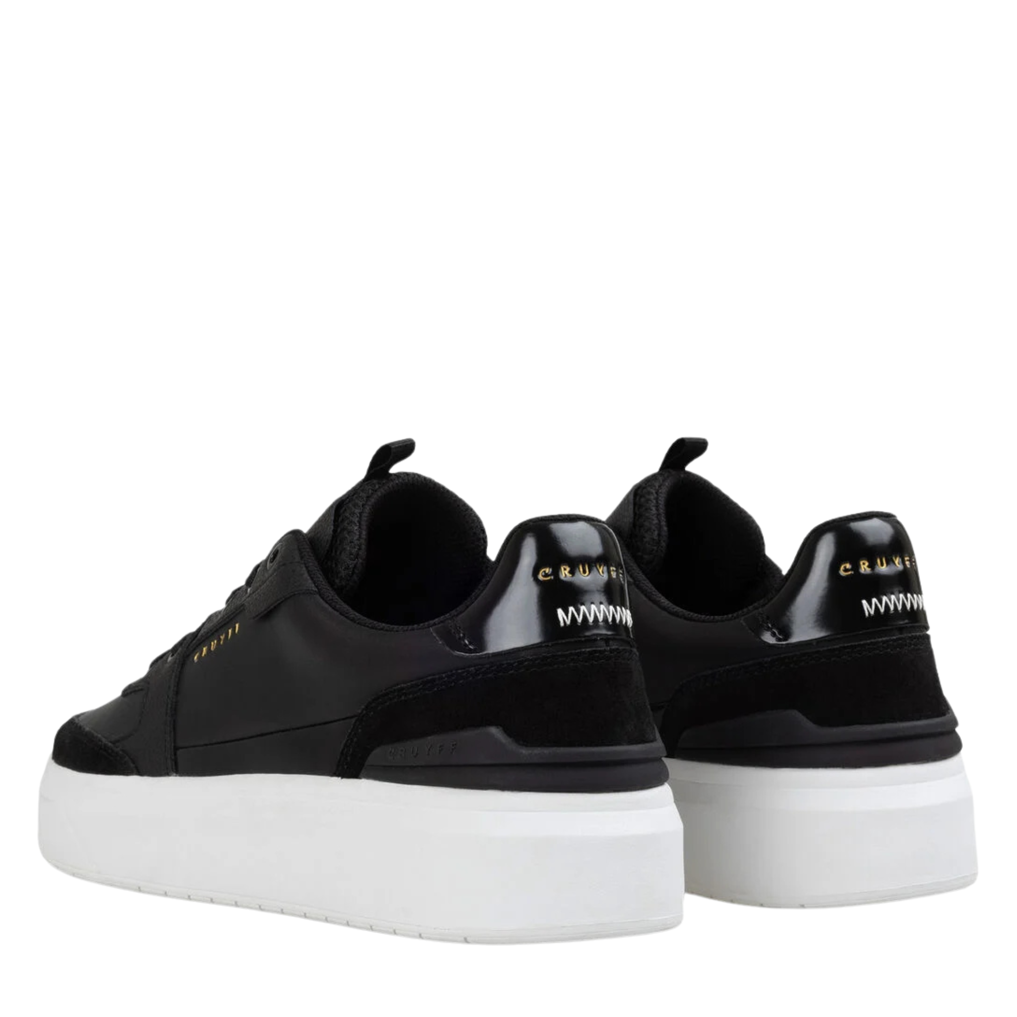 Mens Cruyff Black/White Endorsed Tennis Leather/Suede Trainers