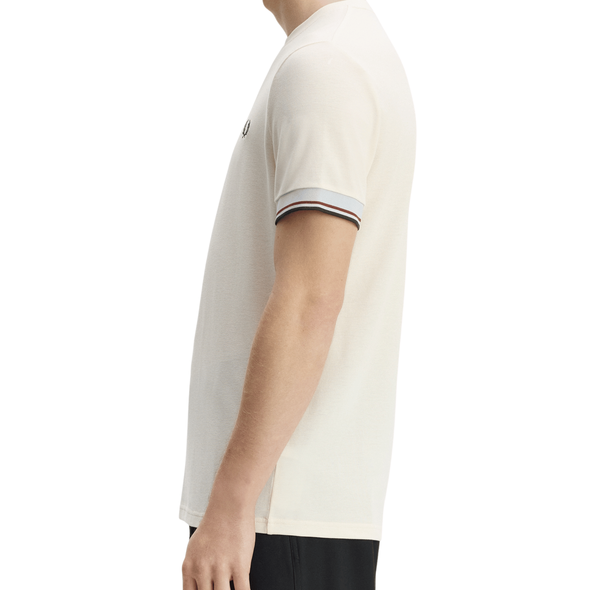 Mens Fred Perry Ecru Twin Tipped Cuff S/s T Shirt