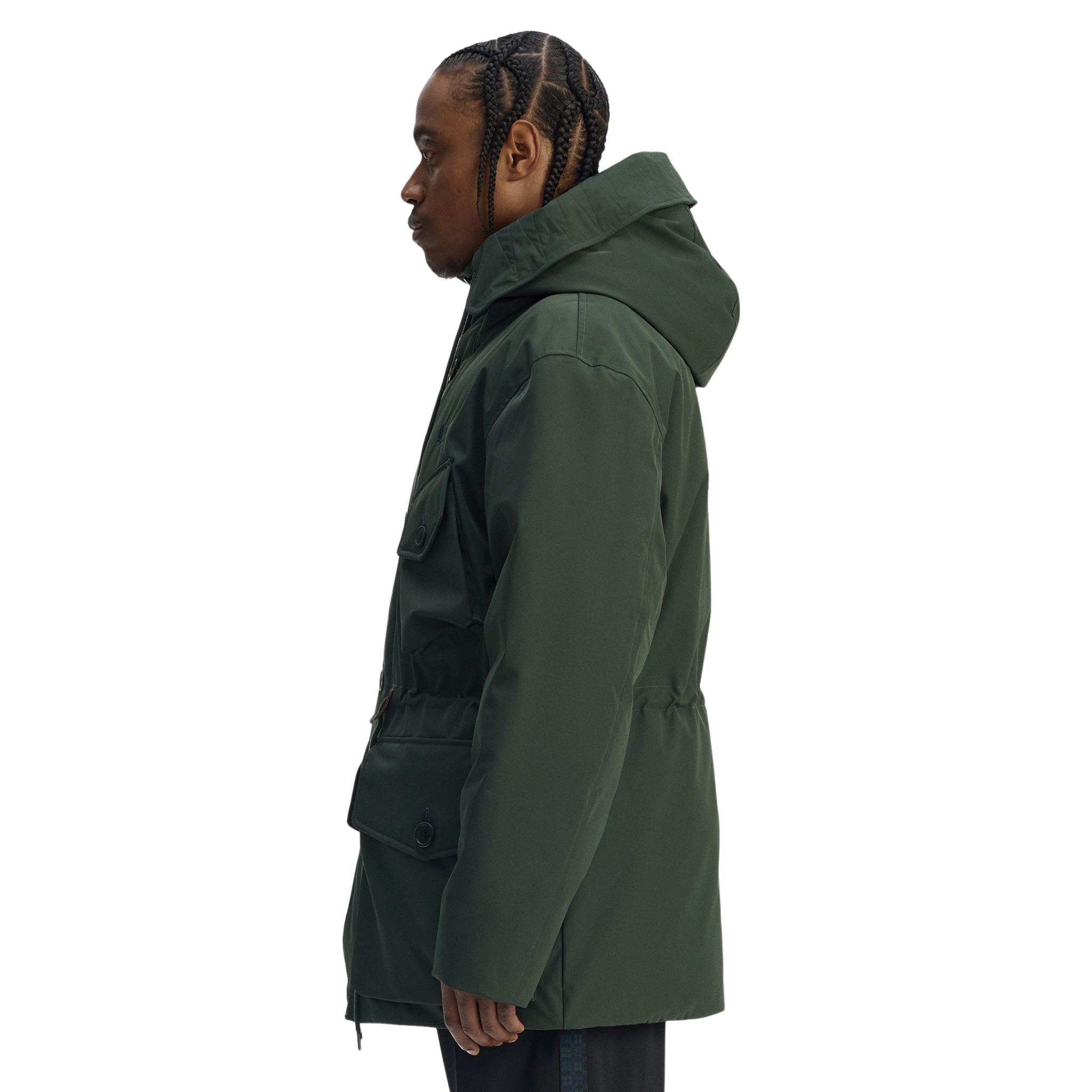 Mens Fred Perry Court Green Patch Pocket Puffer Jacket