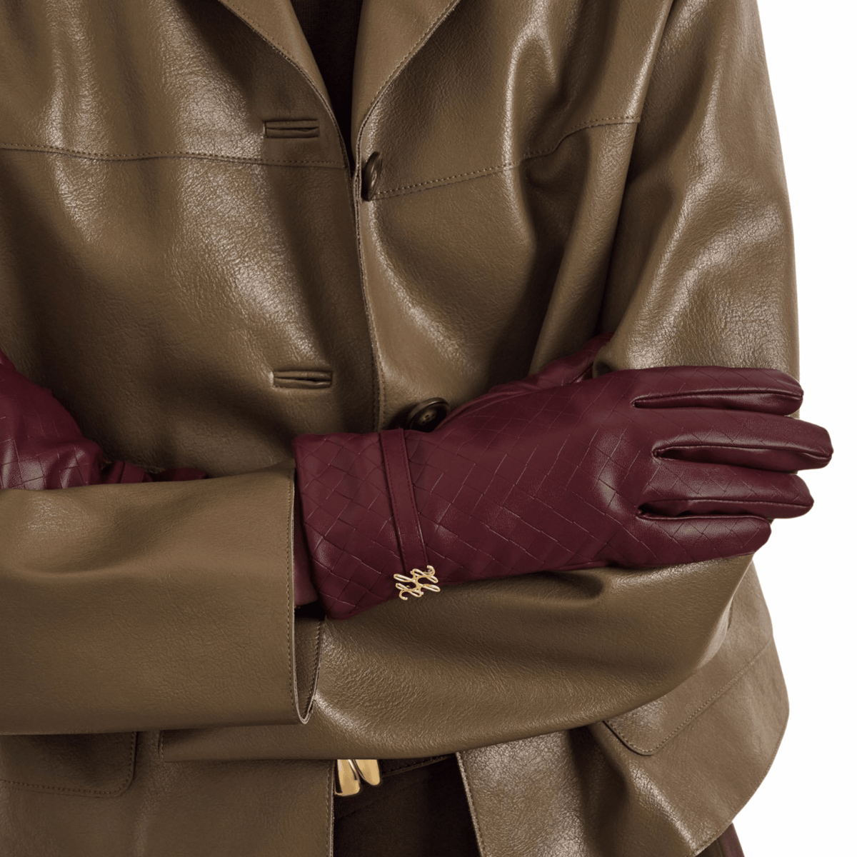 Womens Katie Loxton Cherry Woven Faux Leather Boxed Gloves