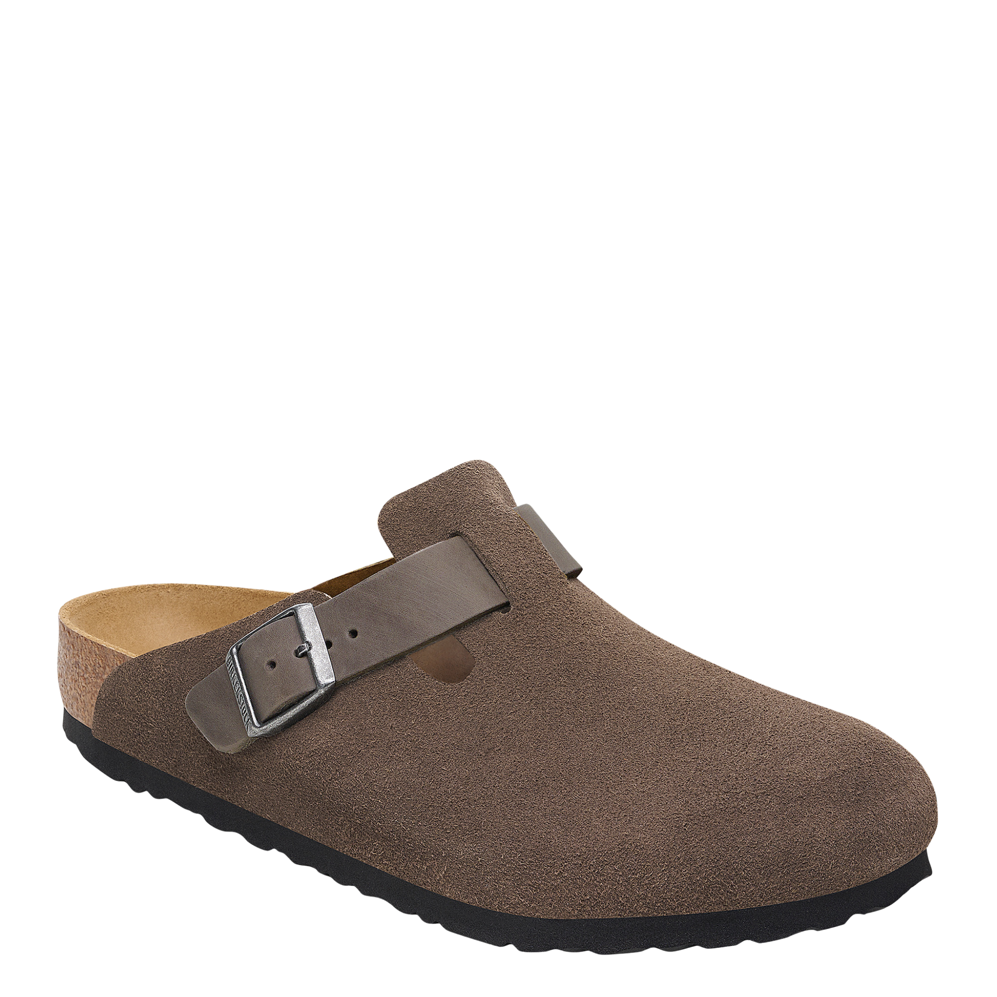 Mens Birkenstock Concrete Grey Boston Mixed Leather Clogs