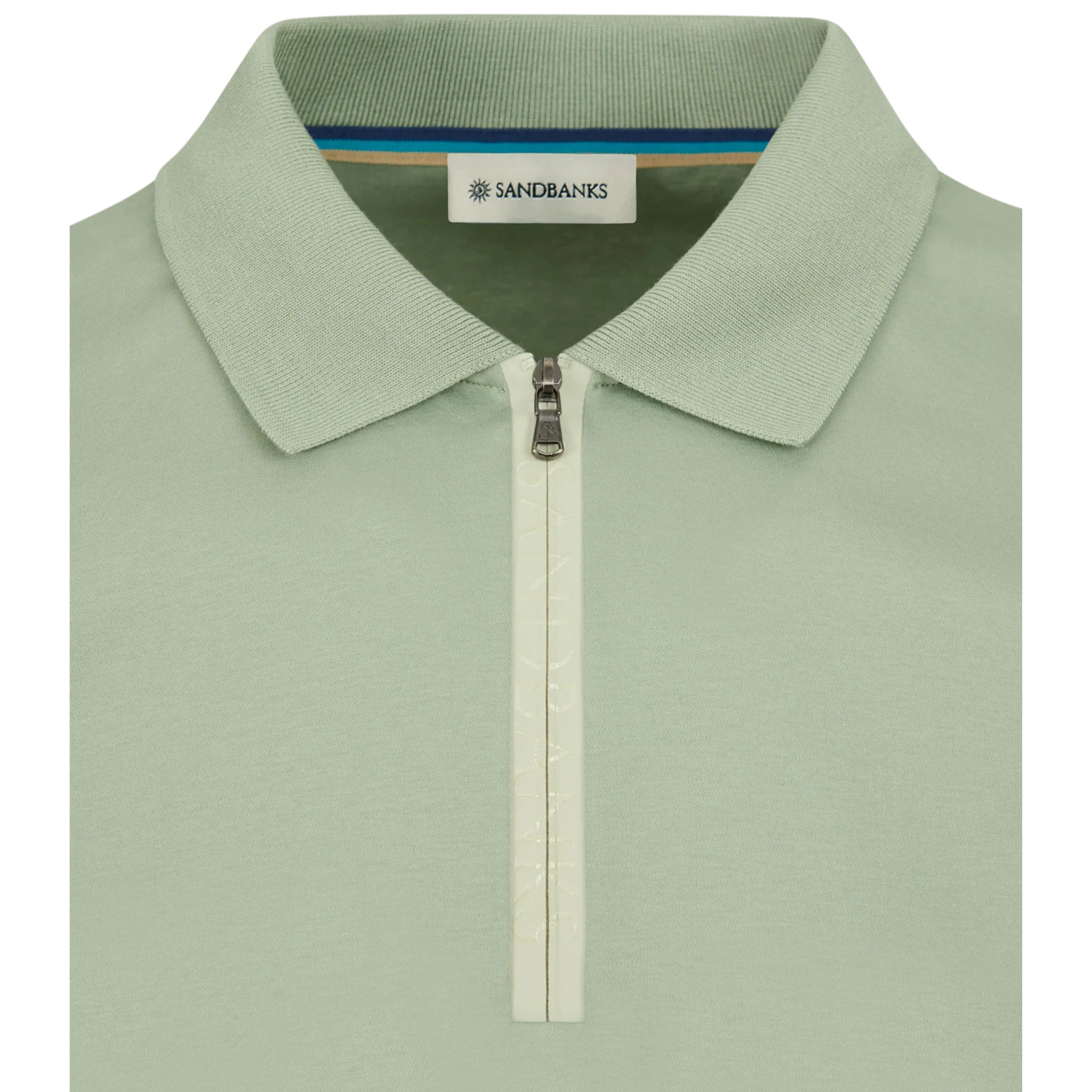 Mens Sandbanks Sage Silicone Zip S/s Polo Shirt