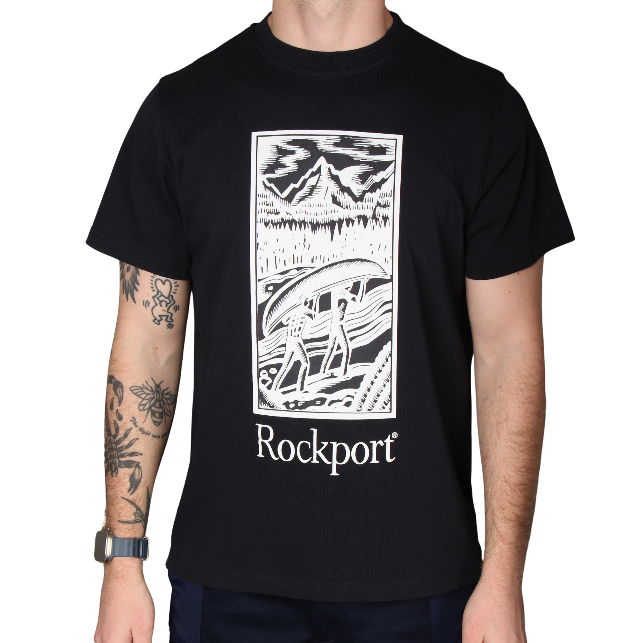 Mens Rockport Navy Hampshire Block Print S/s T Shirt