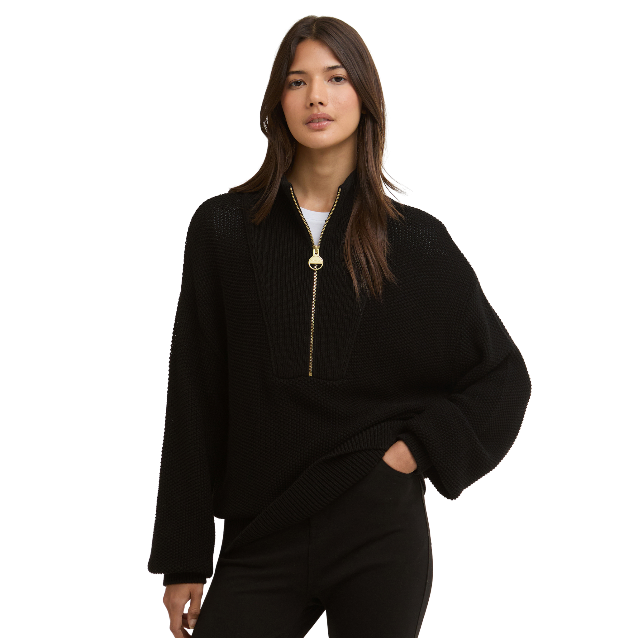 Womens Barbour International Black Rae Knitted Jumper