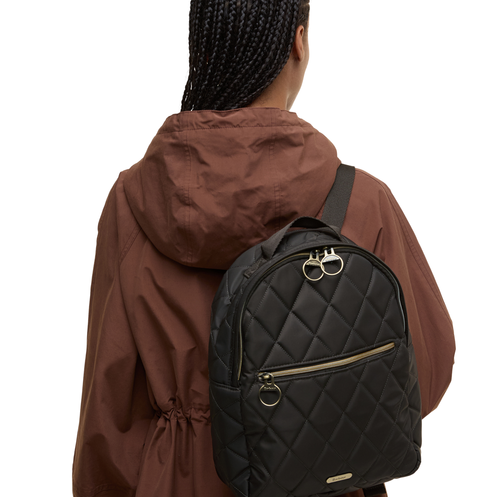 Womens Barbour Olive Quilted Backpack