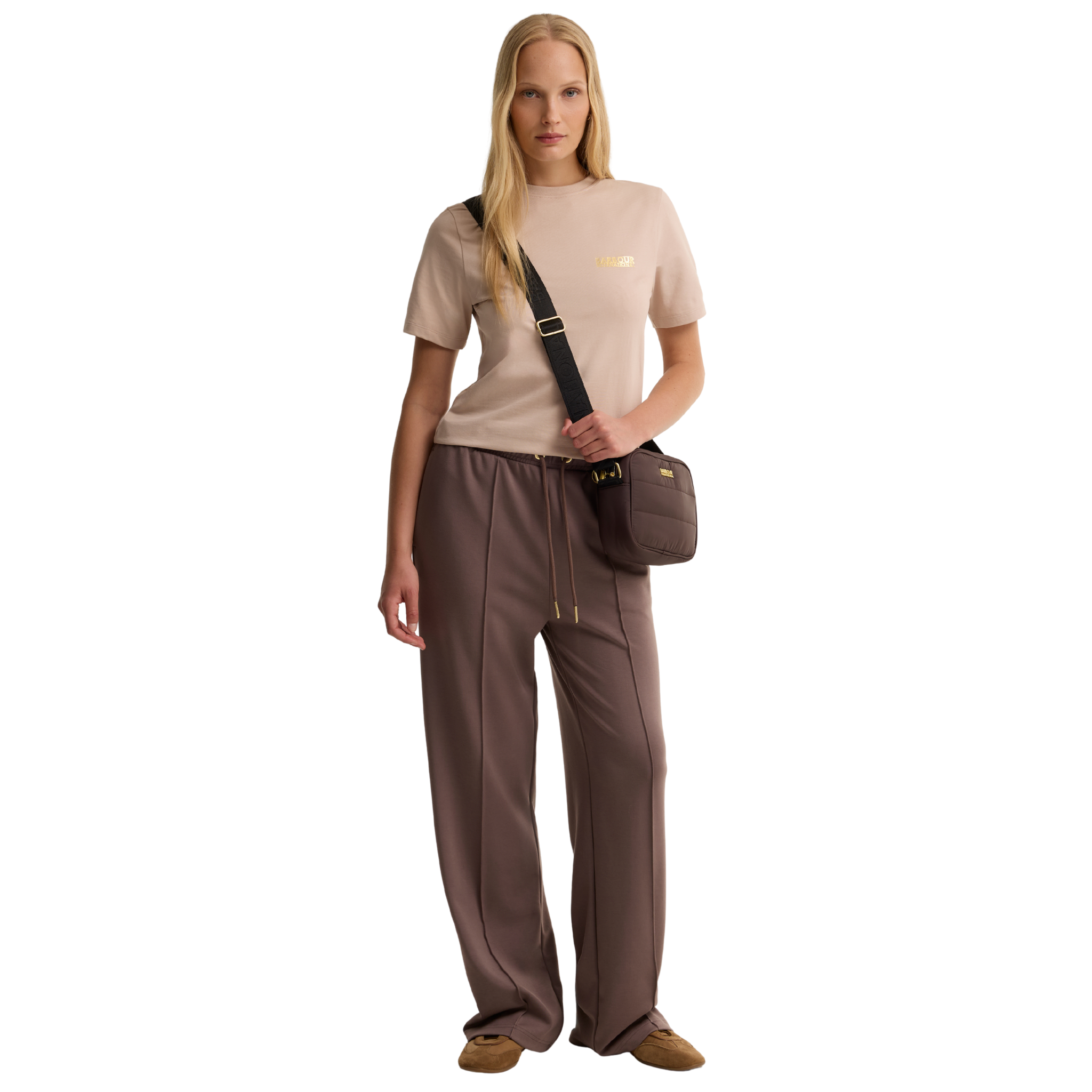Womens Barbour International Truffle Monaco Quilt Crossbody Bag