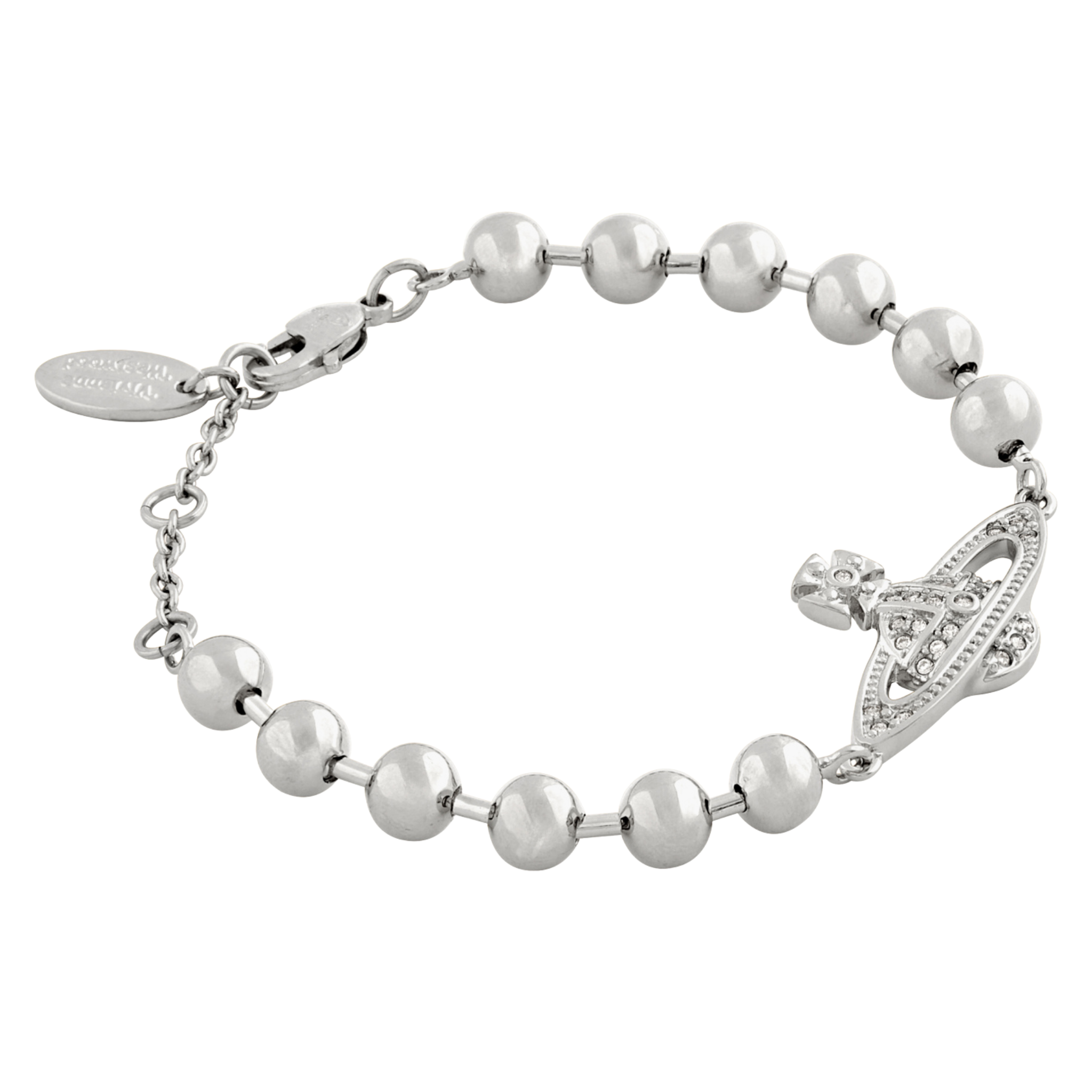 Vivienne Westwood Platinum/White CZ Thames Mini Bas Relief Bracelet