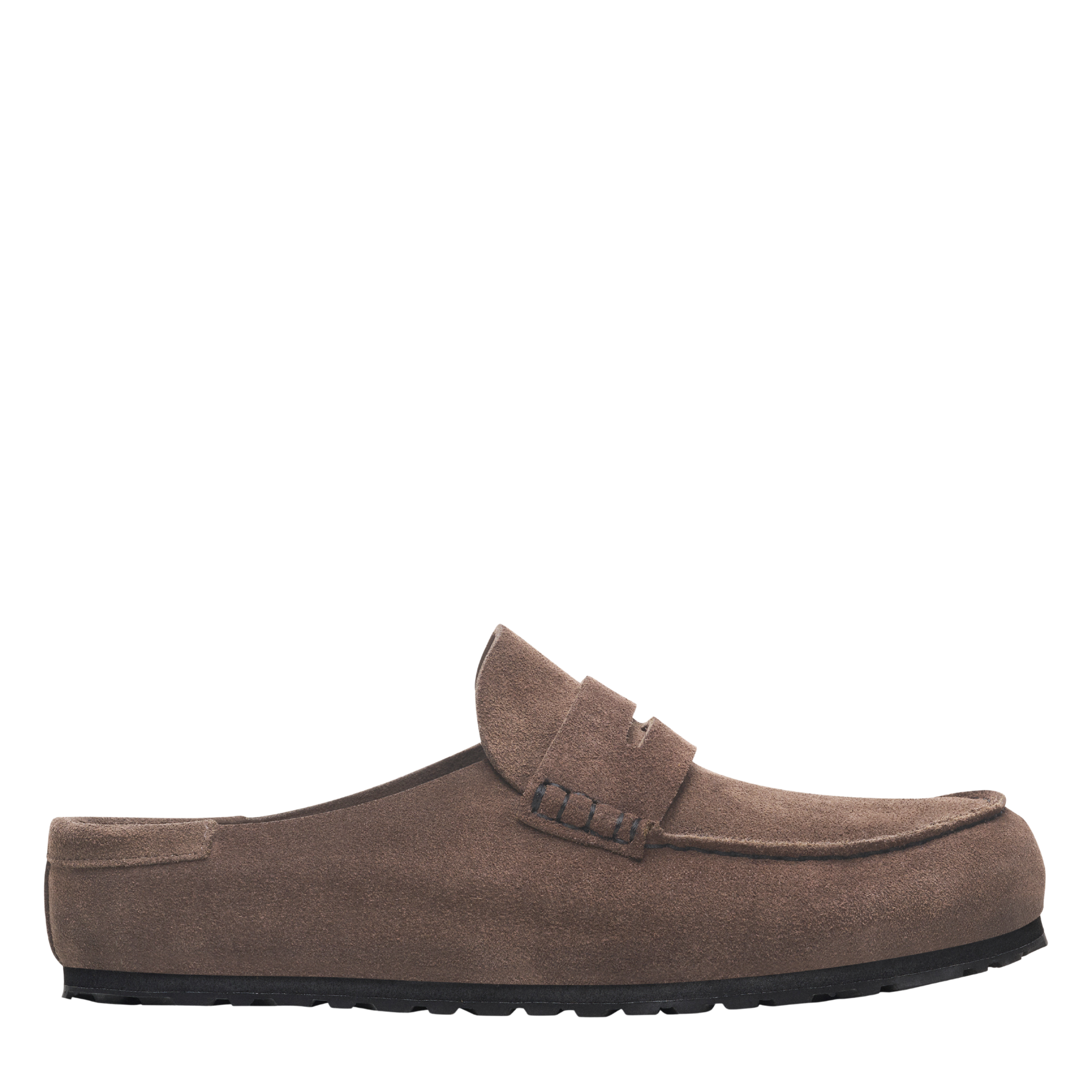 Mens Birkenstock Concrete Grey Naples Wrapped Suede Clogs
