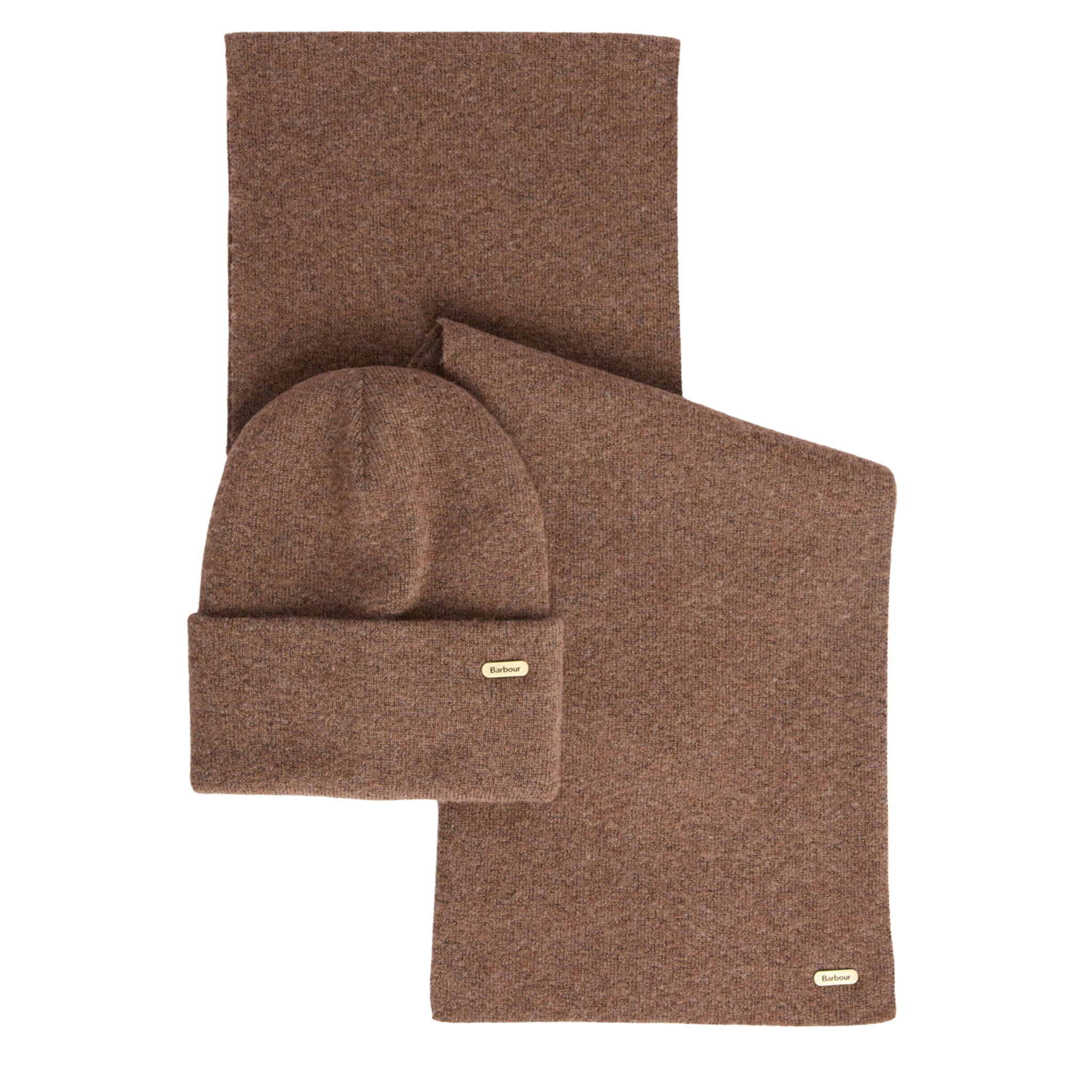 Womens Barbour Mocha Winona Beanie & Scarf Gift Set
