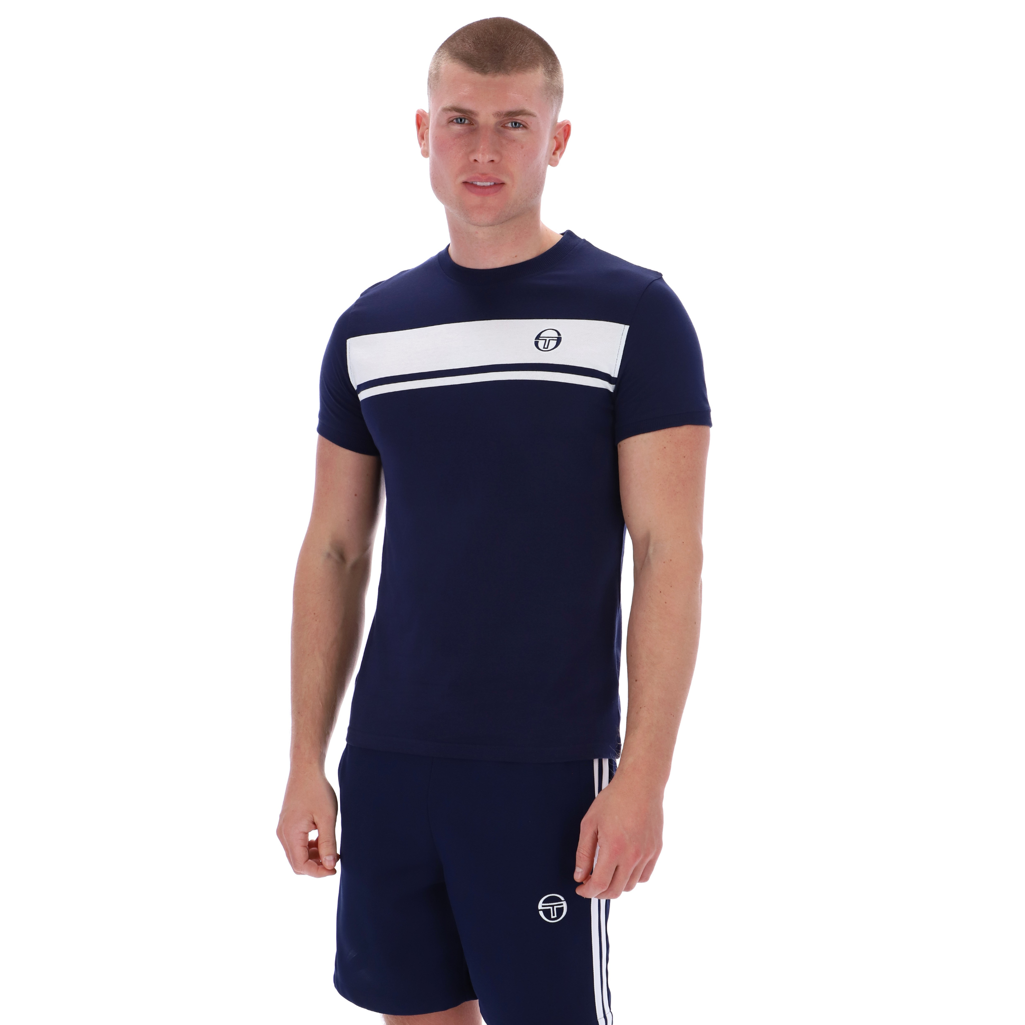 Mens Sergio Tacchini Navy/White Master S/s T Shirt