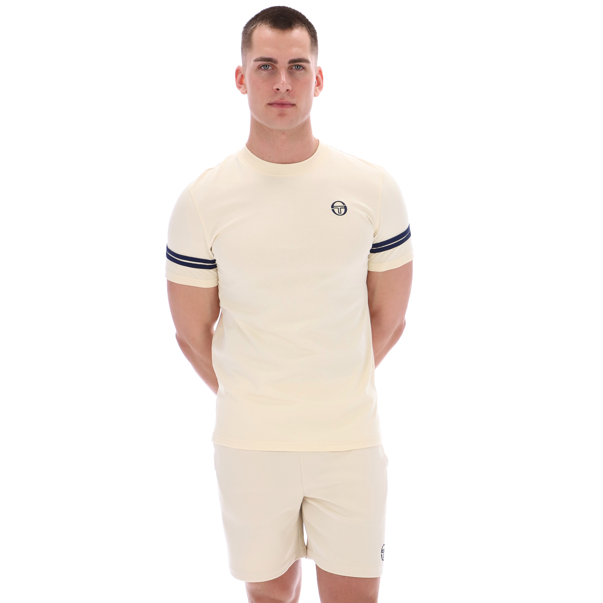 Mens Sergio Tacchini Sandshell/Maritime Grello S/s T Shirt