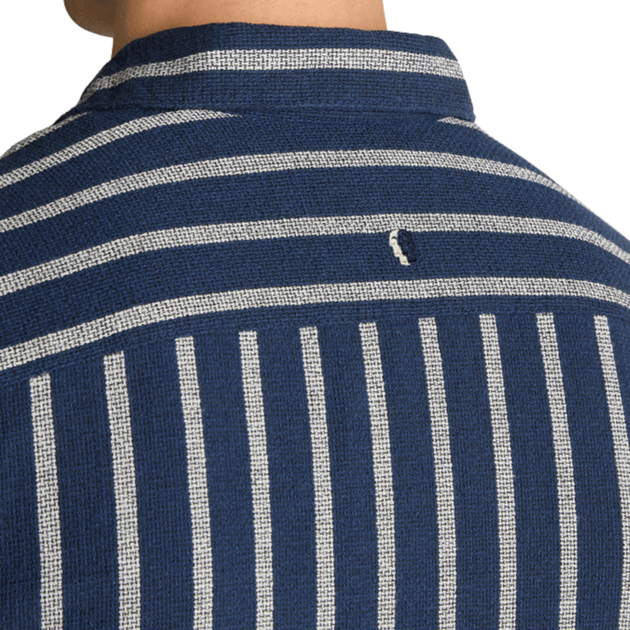 Mens Remus Uomo Navy Textured Stripe Casual S/s Shirt