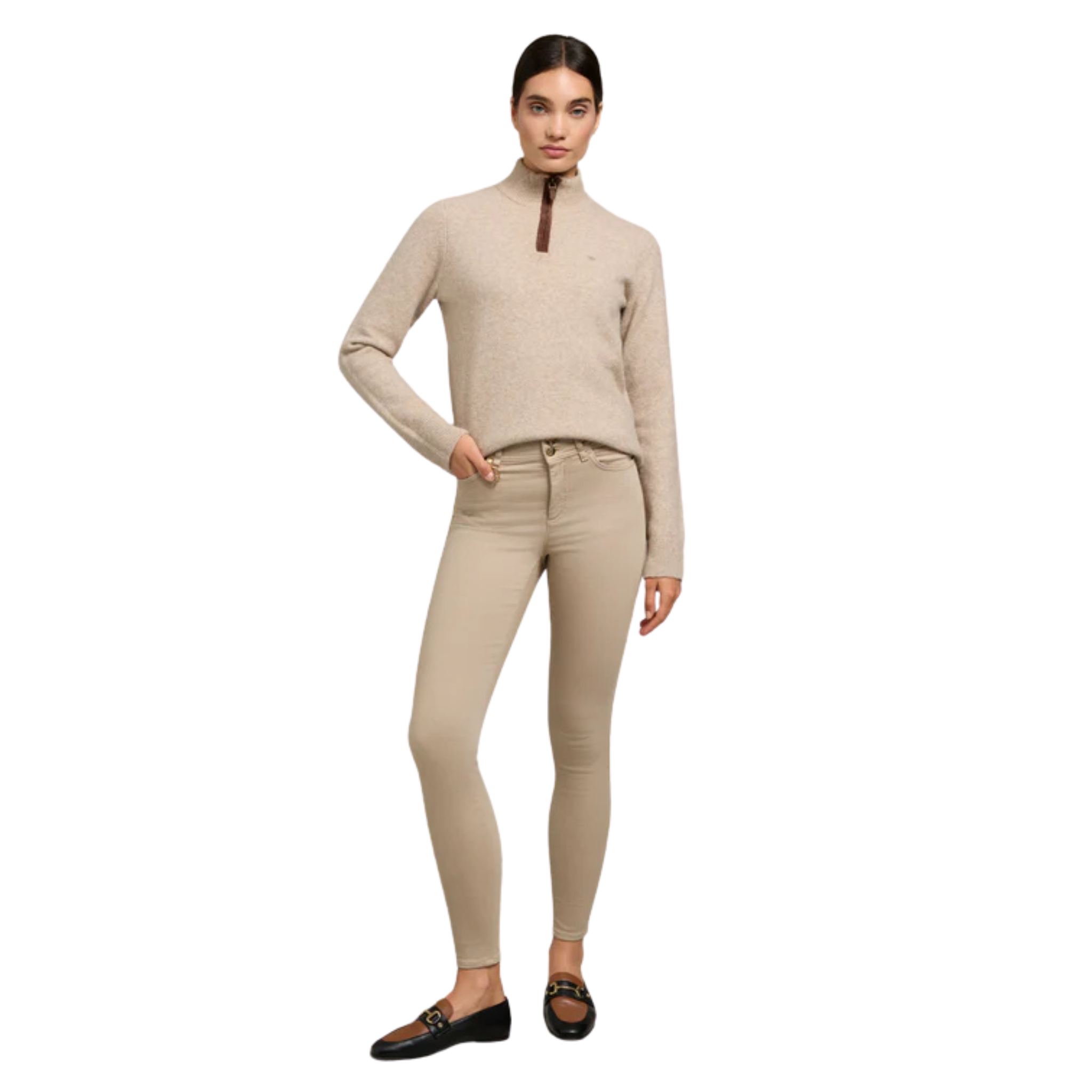 Womens Holland Cooper Washed Taupe Contour Skinny Jeans