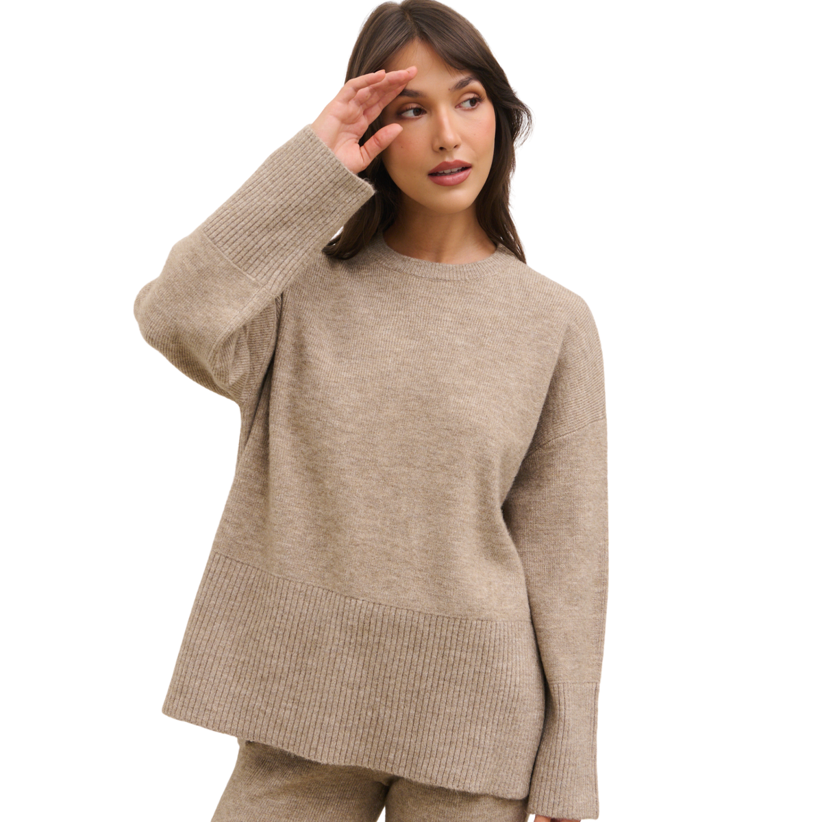 Womens Pretty Lavish Mushroom Kimberley Knit Jumper