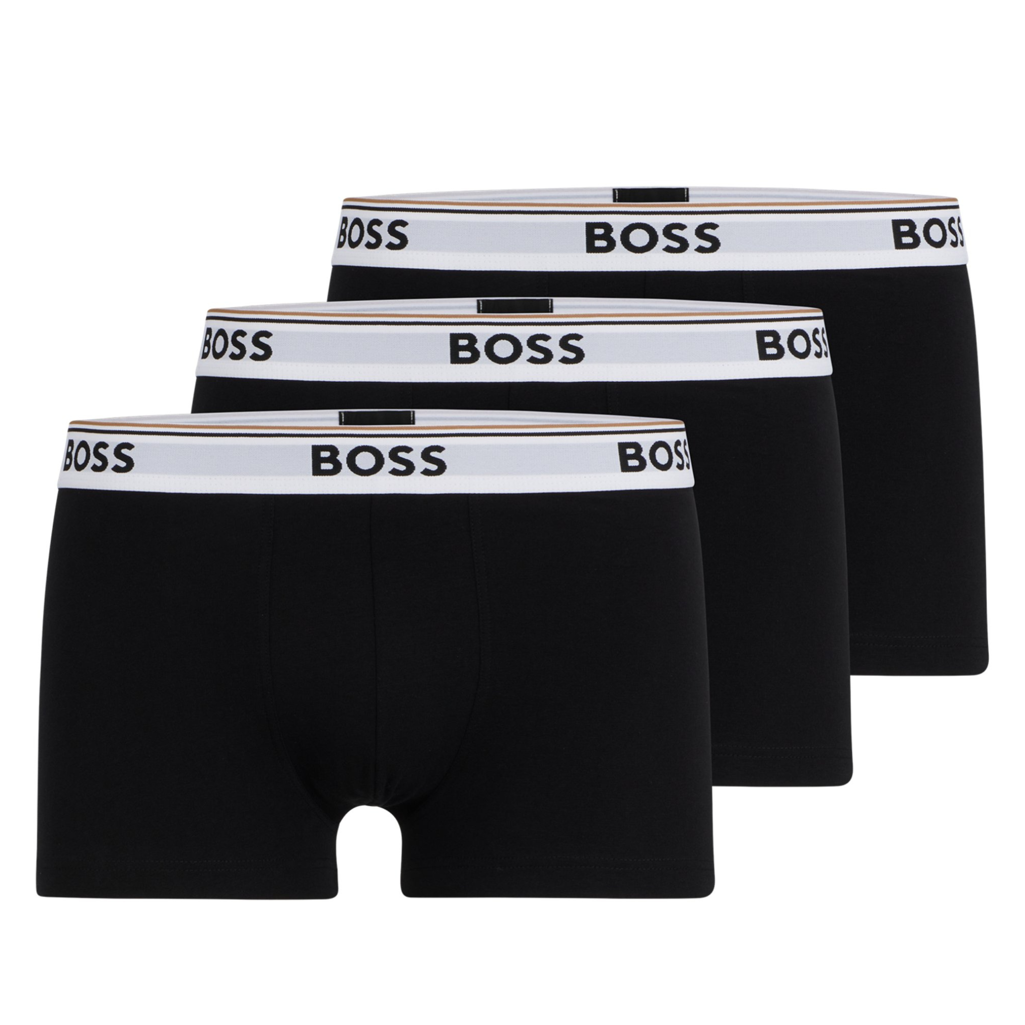 Mens BOSS Black/White Band 3PK Power Trunks