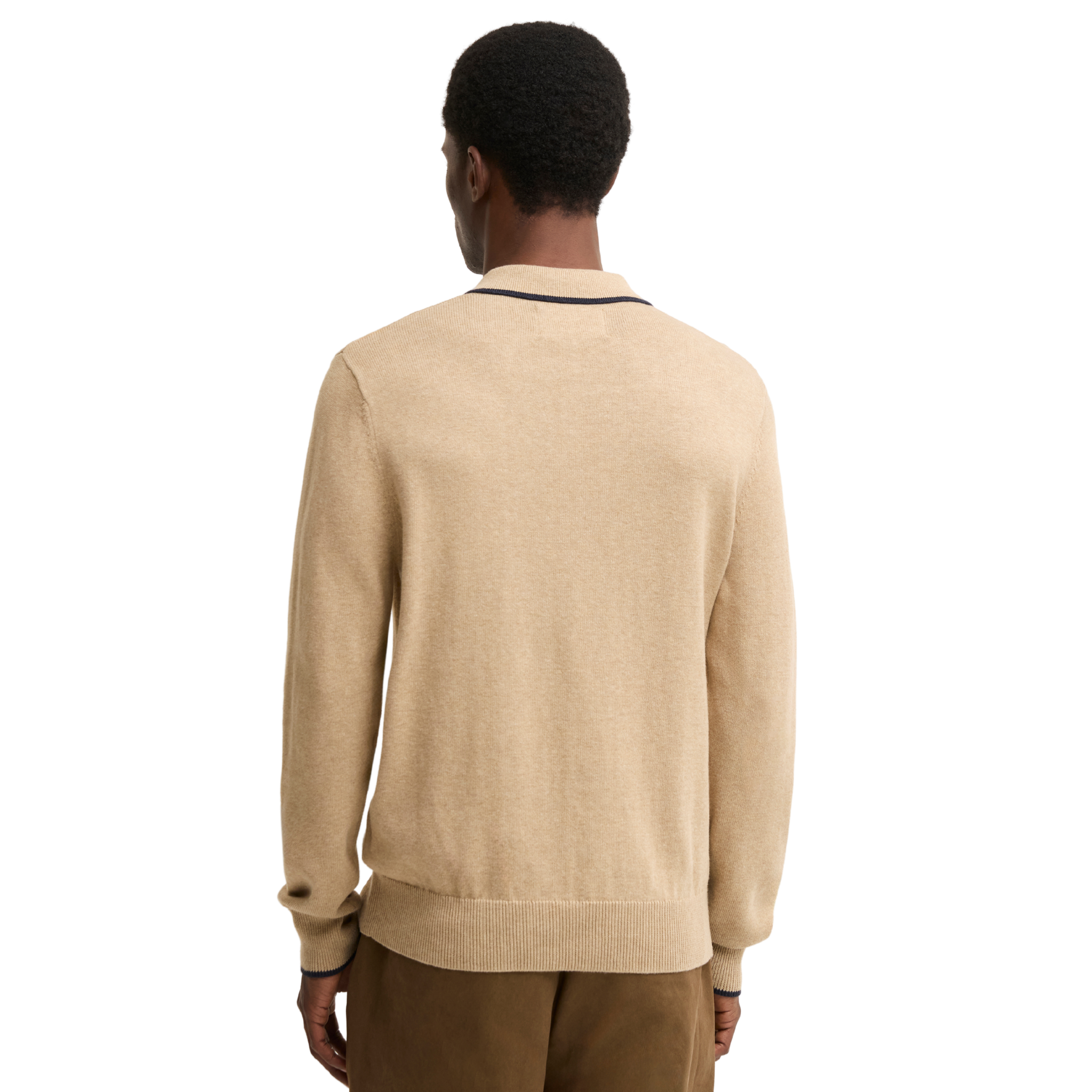 Mens Barbour Stone Taunton Knitted L/s Polo