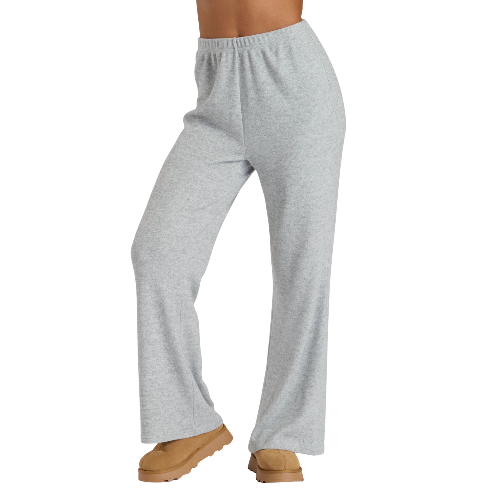 Womens Silver Soft Knit Lounge Wide Leg Trousers