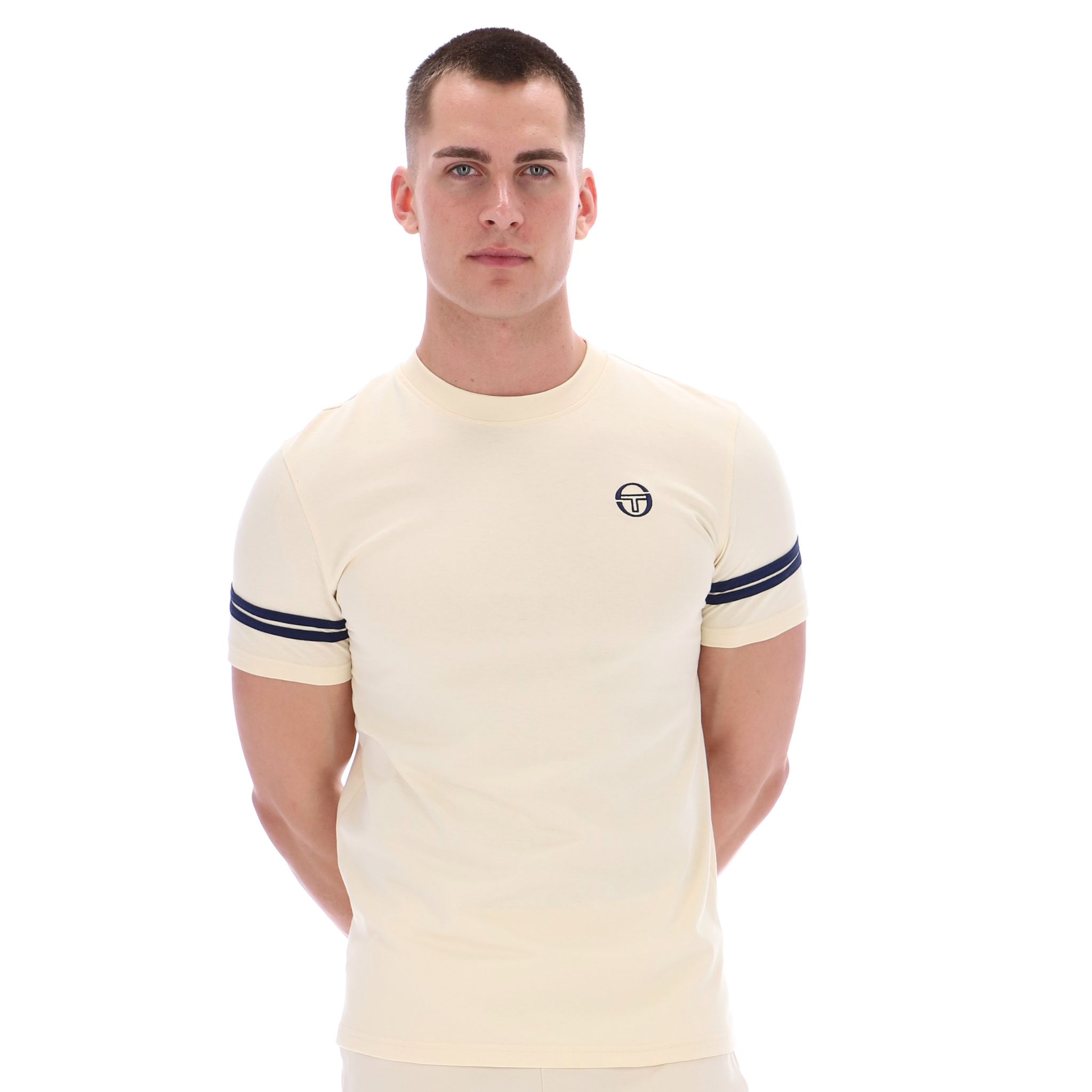 Mens Sergio Tacchini Sandshell/Maritime Grello S/s T Shirt