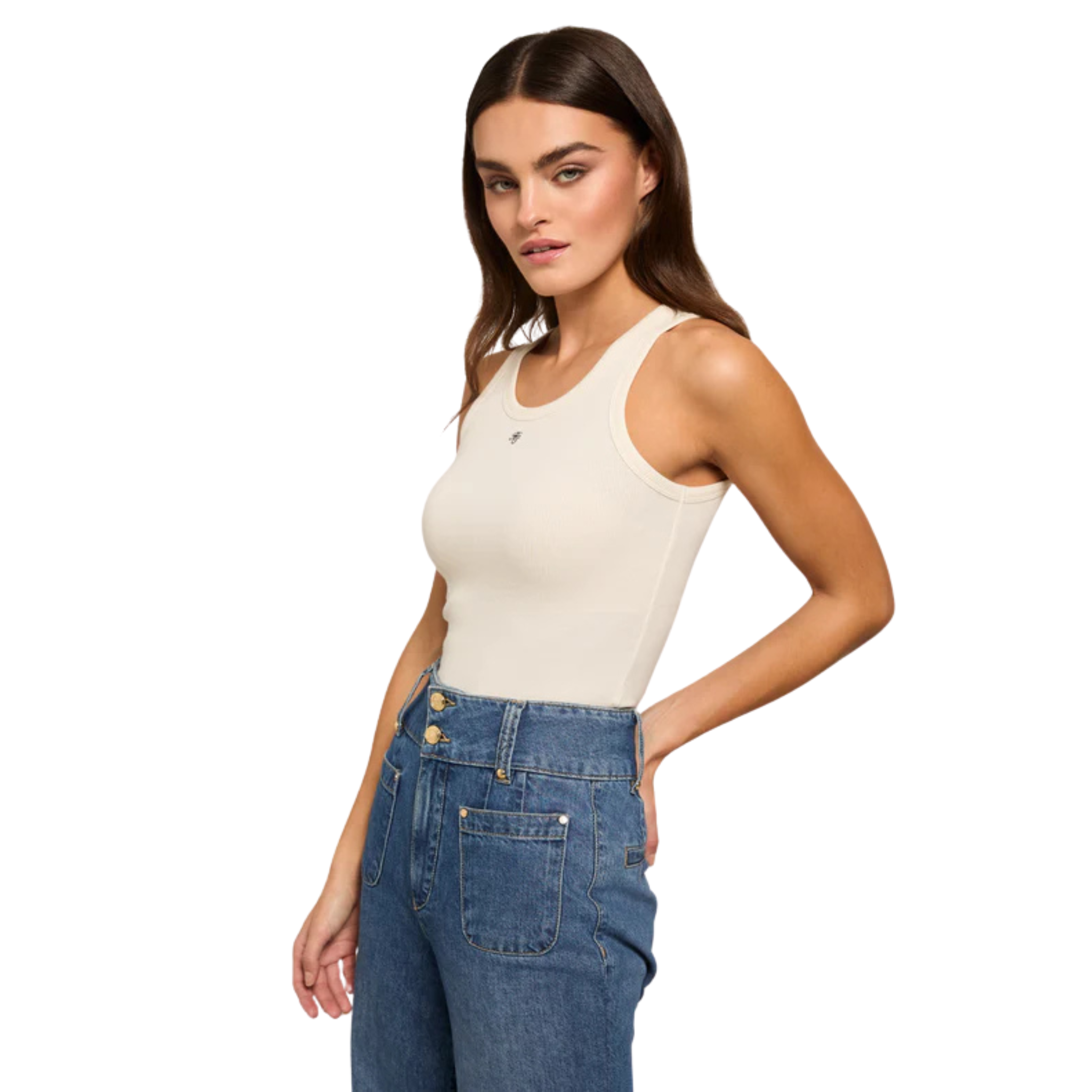 Womens Holland Cooper Natural Rebecca Rib Tank Top