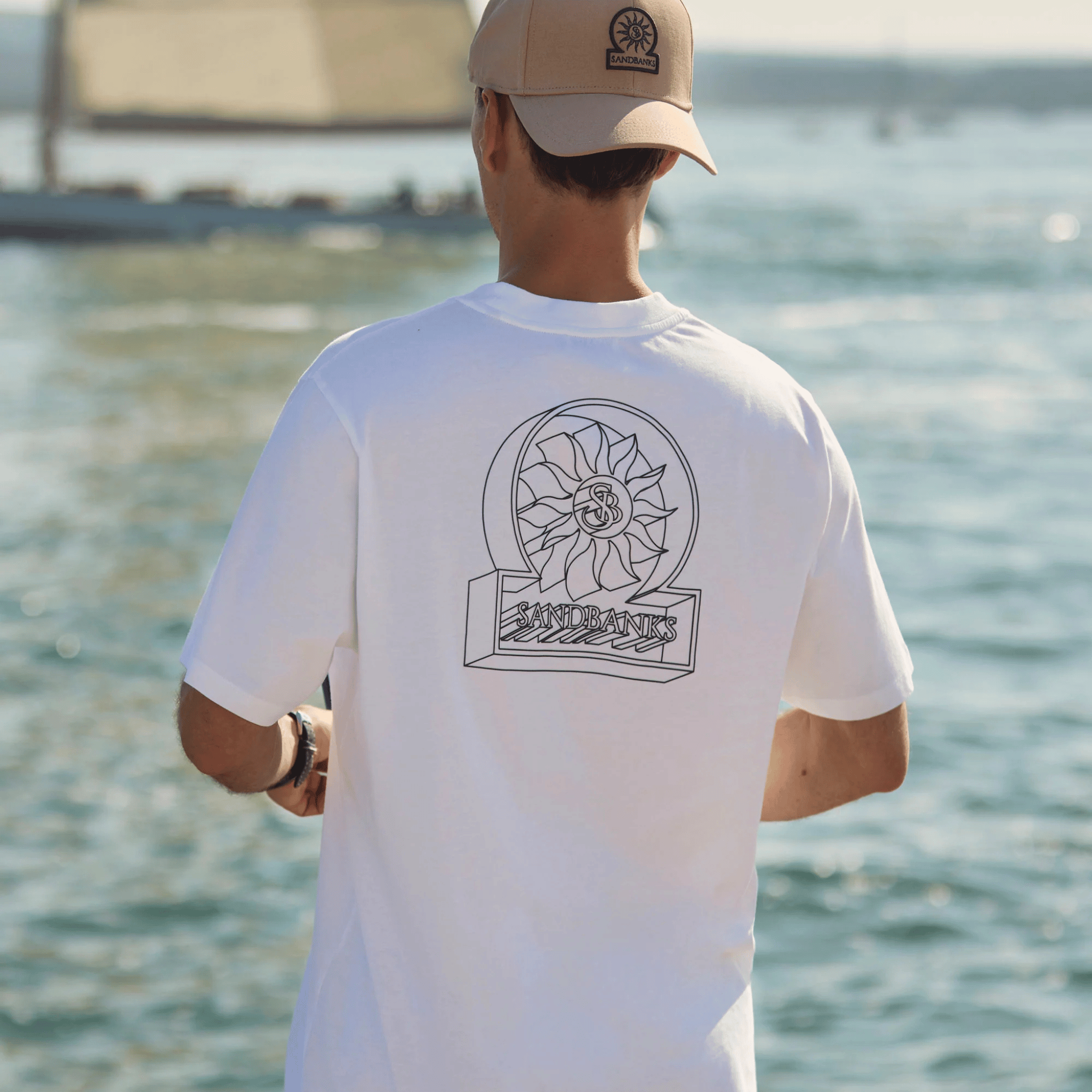 Mens Sandbanks White 3D S/s T Shirt
