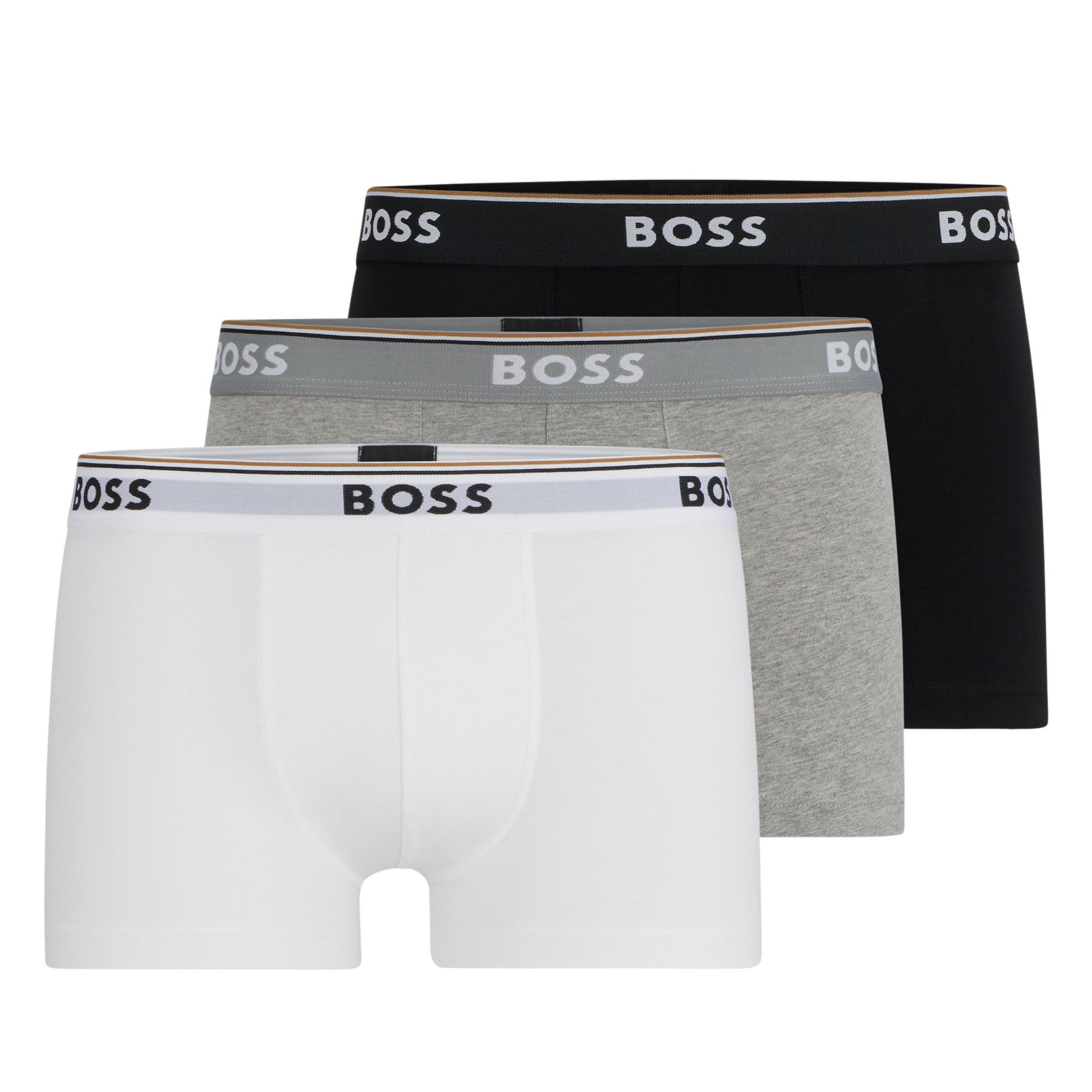 Mens BOSS Black/Grey/White 3PK Power Trunks