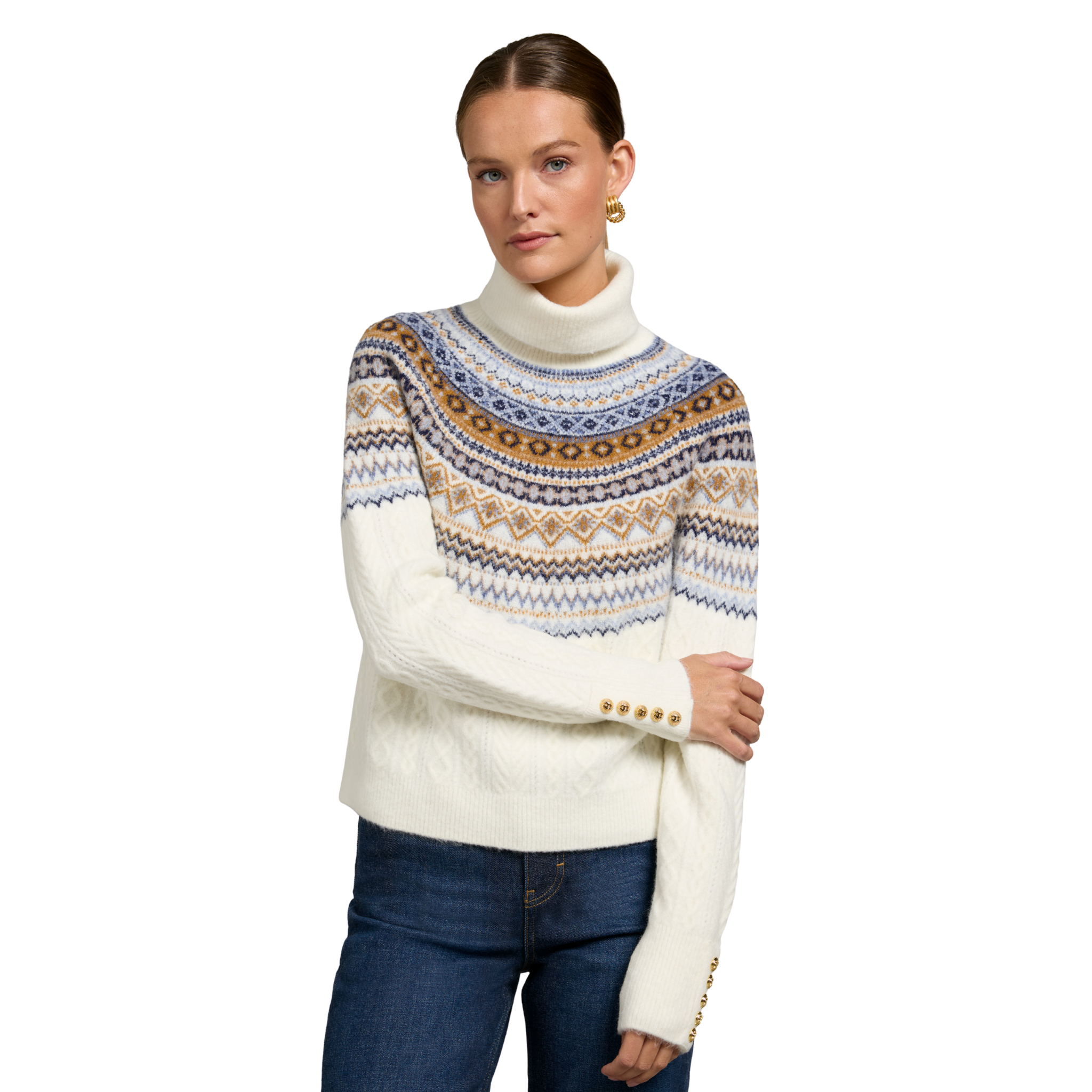 Womens Holland Cooper Natural Rebecca Roll Neck Knit Jumper