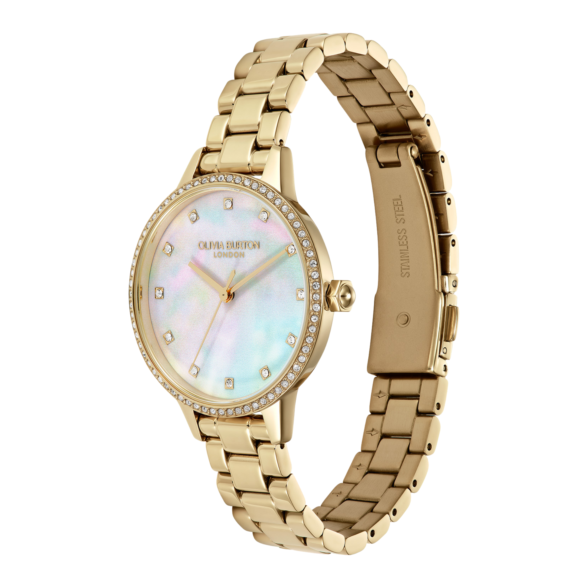 Womens Olivia Burton Gold/Pearlized Dial Captivate Bracelet Watch