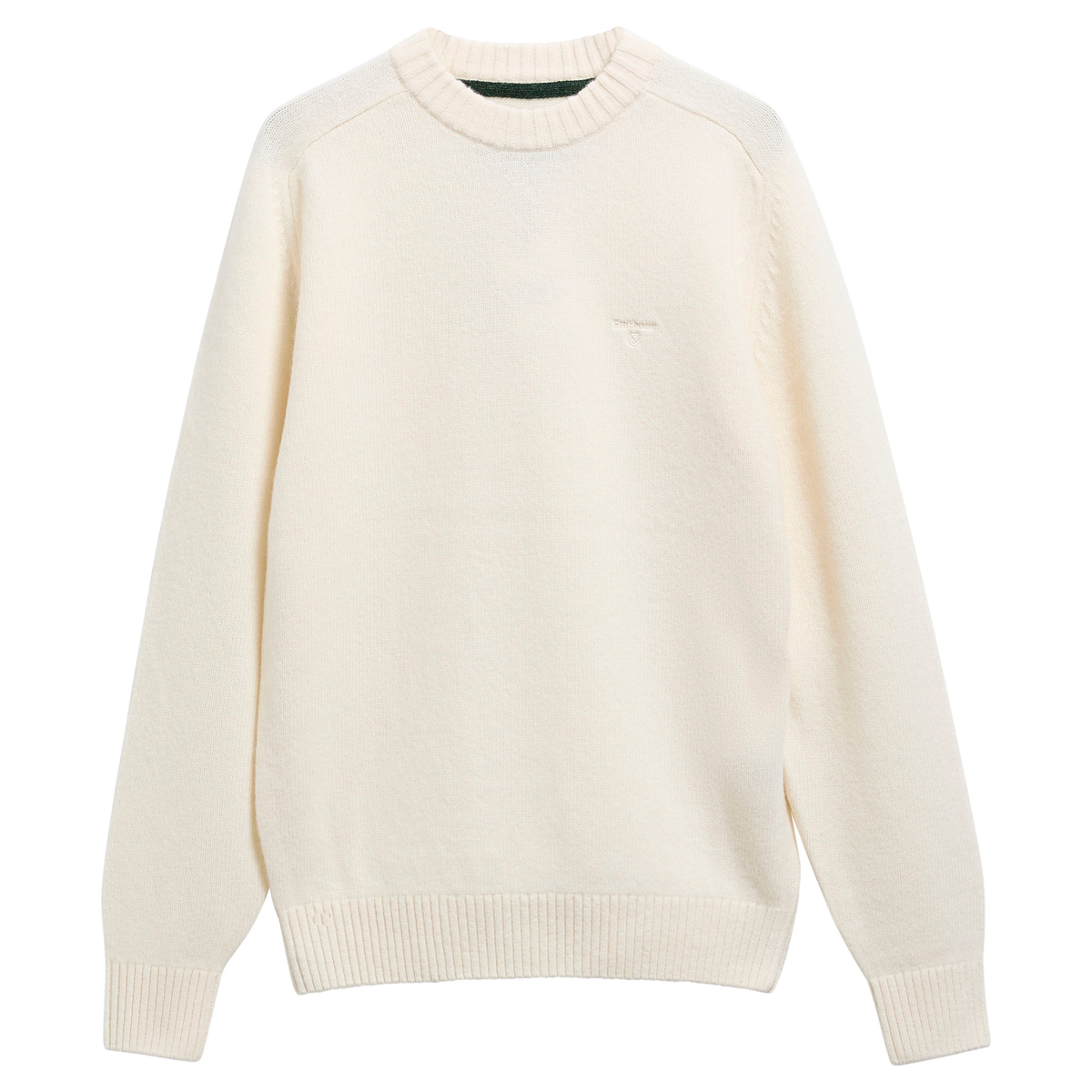Mens Barbour Antique White Newtown Crew Neck Knit Jumper