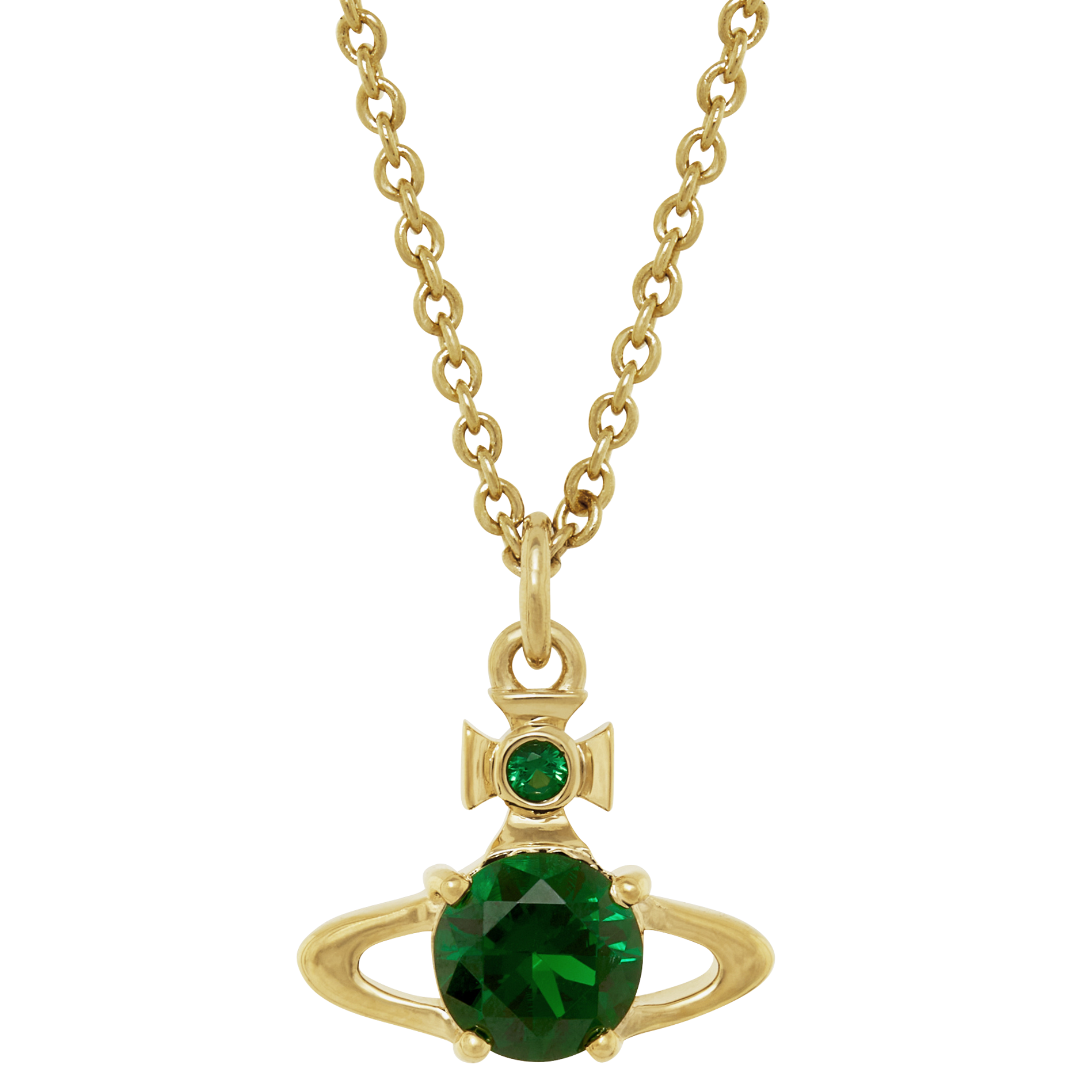 Vivienne Westwood Gold/Emerald CZ Reina Pendant Necklace