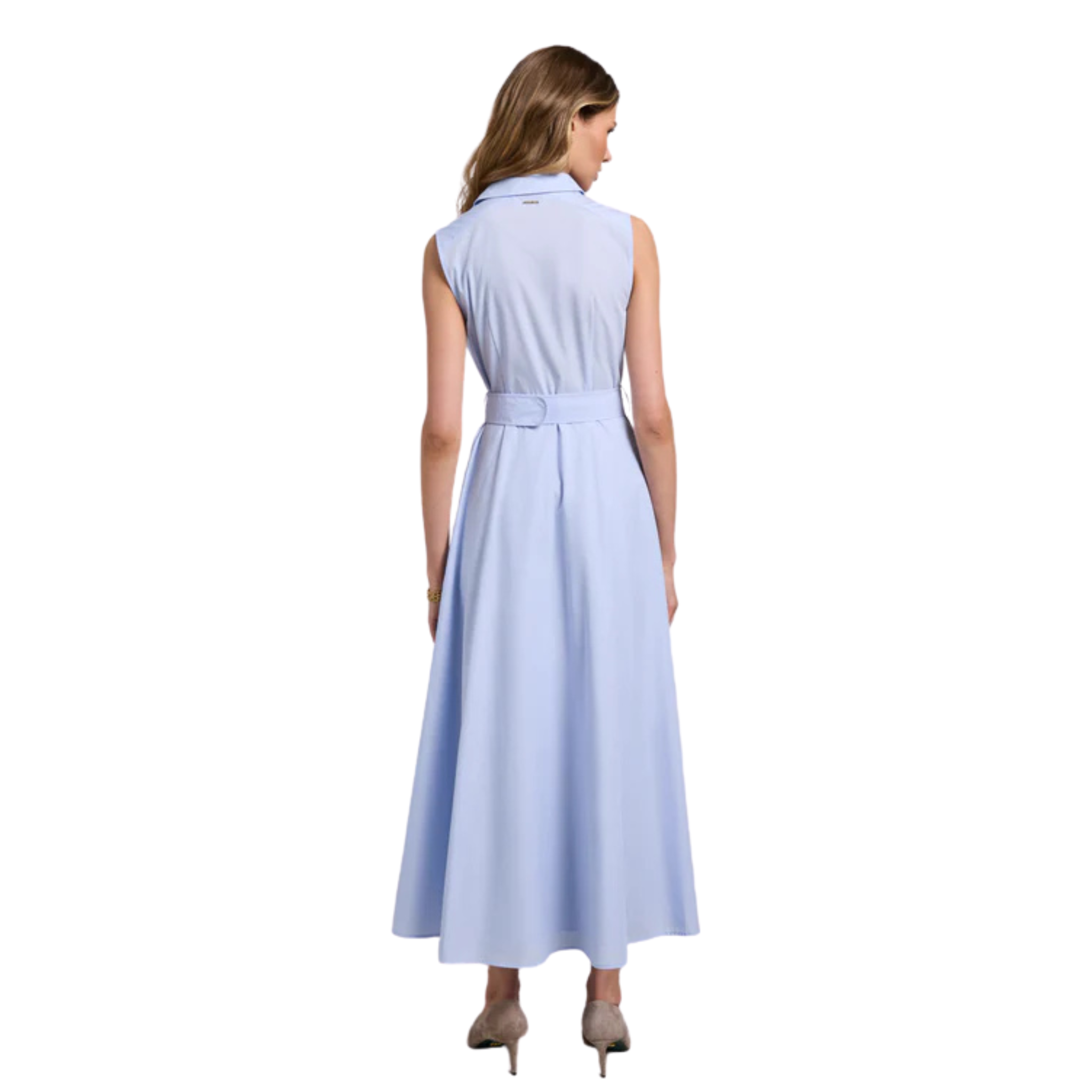 Womens Holland Cooper Light Blue Chambray Aimee Sleeveless Midi Dress