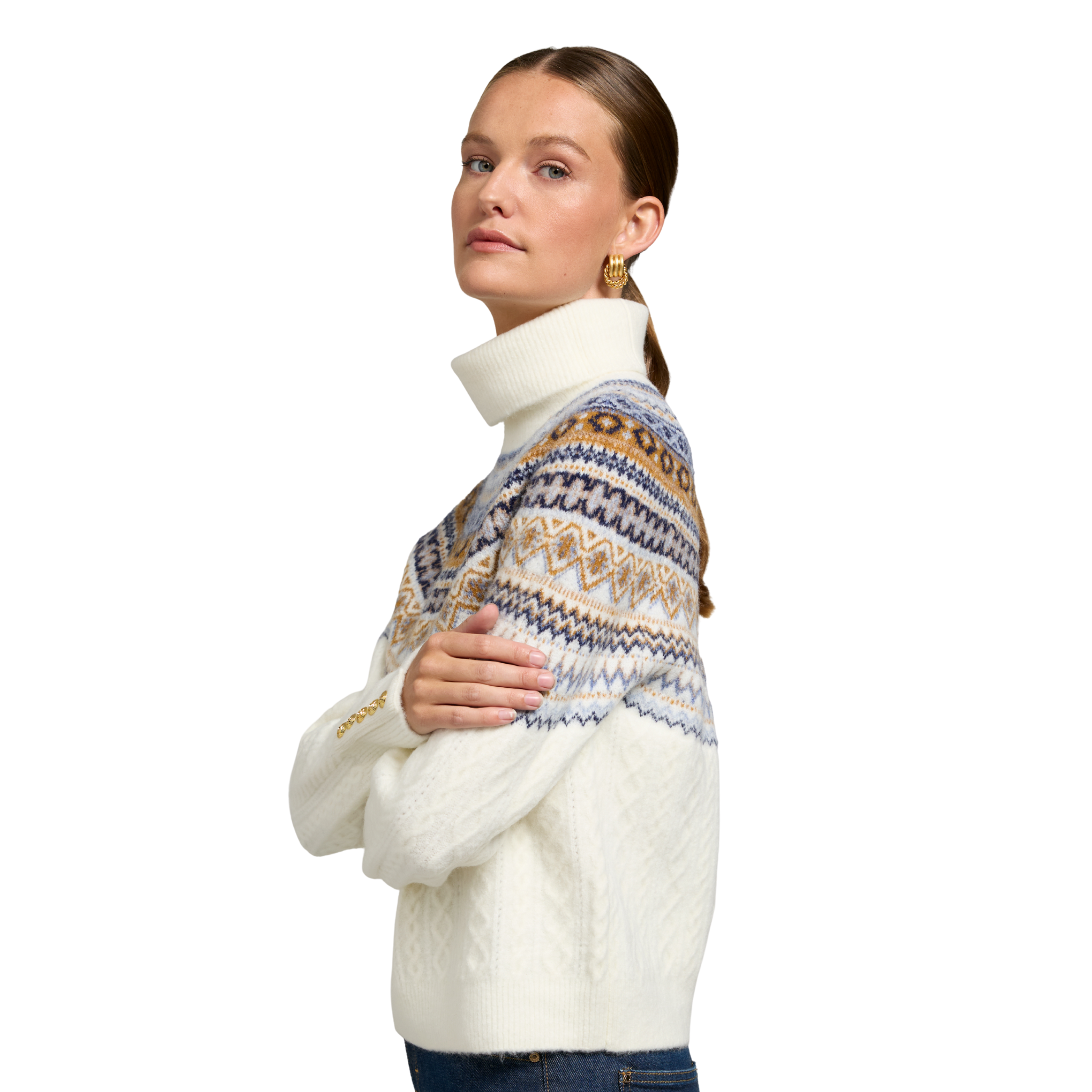 Womens Holland Cooper Natural Rebecca Roll Neck Knit Jumper