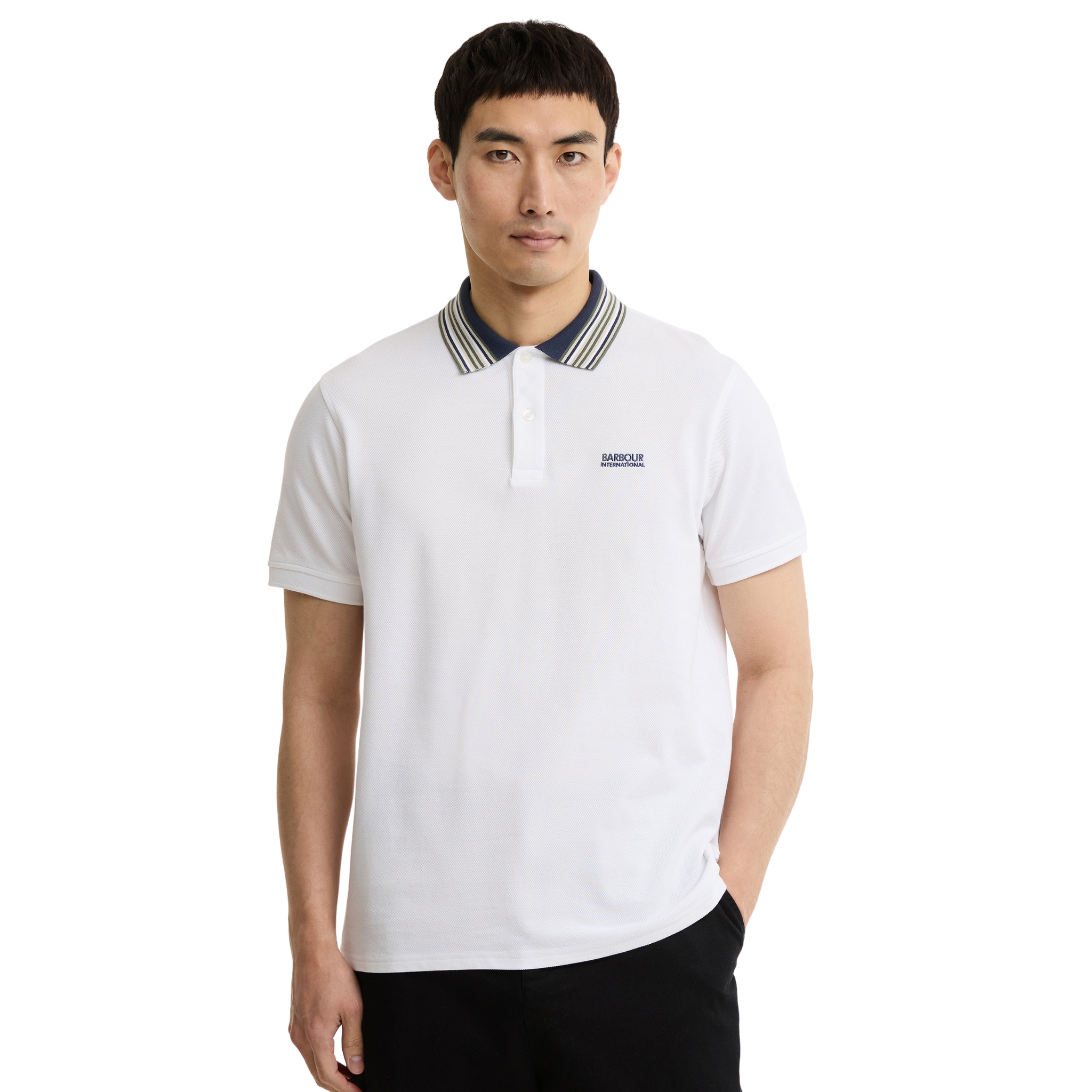 Mens Barbour International White Neville S/s Polo Shirt