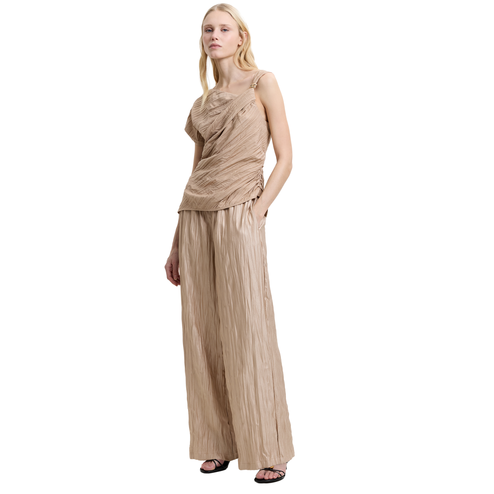 Womens French Connection Warm Neutral Novie Crinkle Trousers