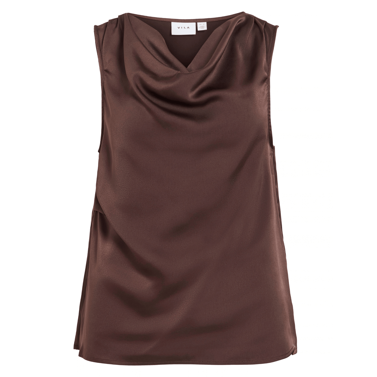 Womens Vila Coffee Bean Vielmina Satin Sleeveless Top