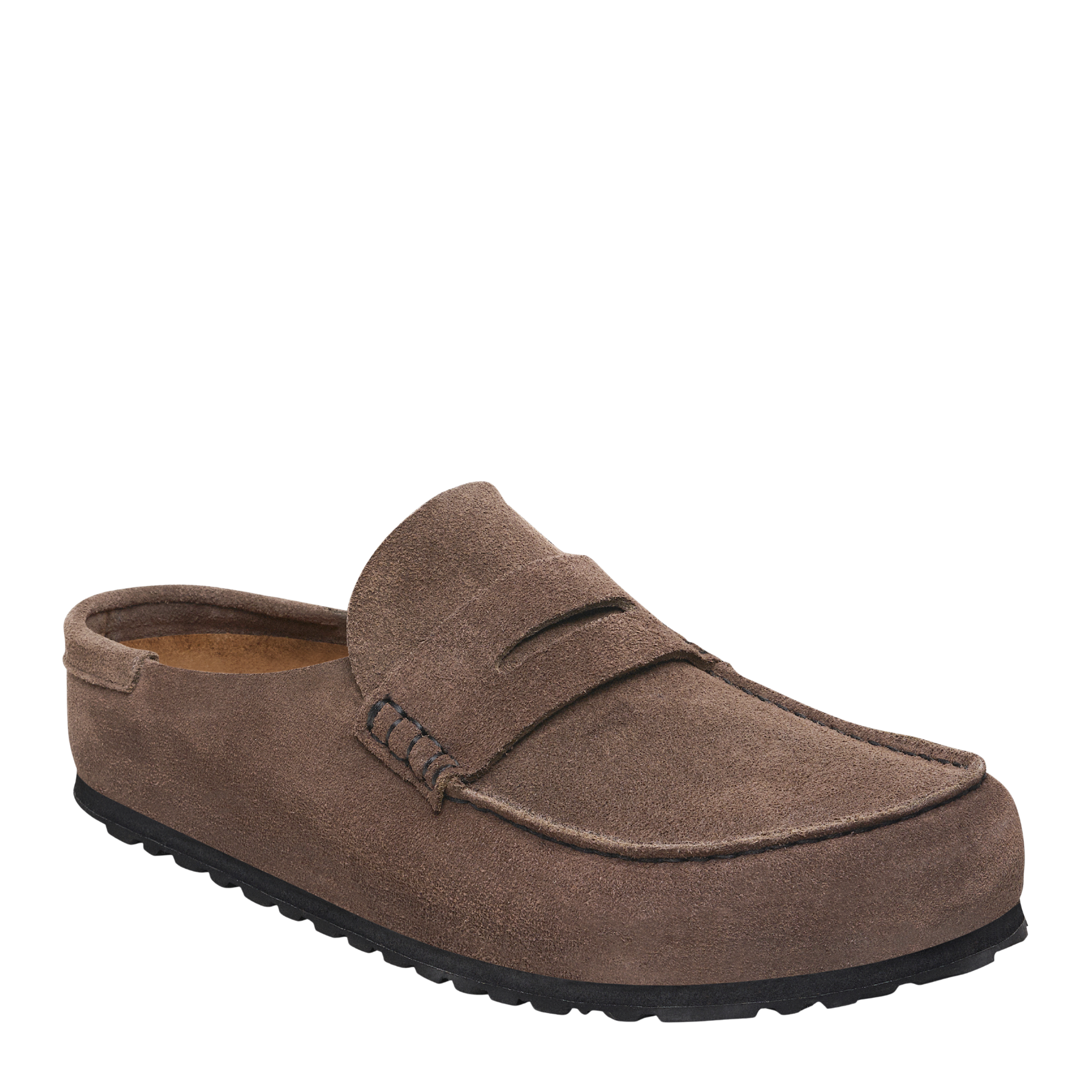 Mens Birkenstock Concrete Grey Naples Wrapped Suede Clogs
