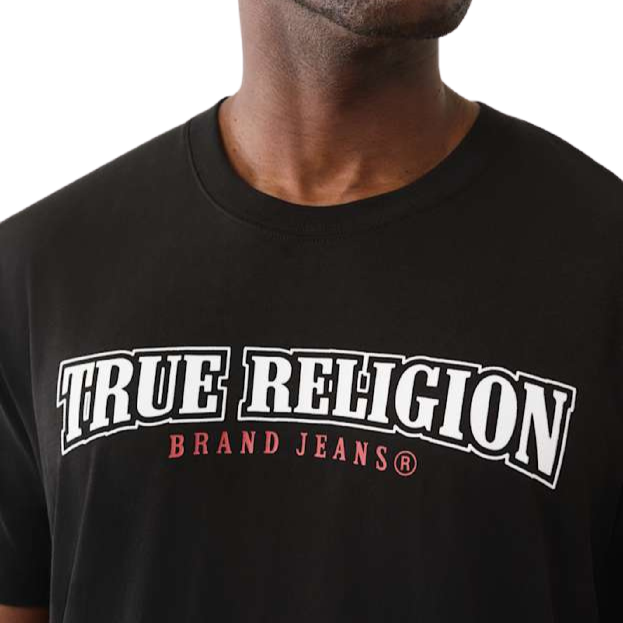 Mens True Religion Jet Black Flock Buddha S/s T Shirt