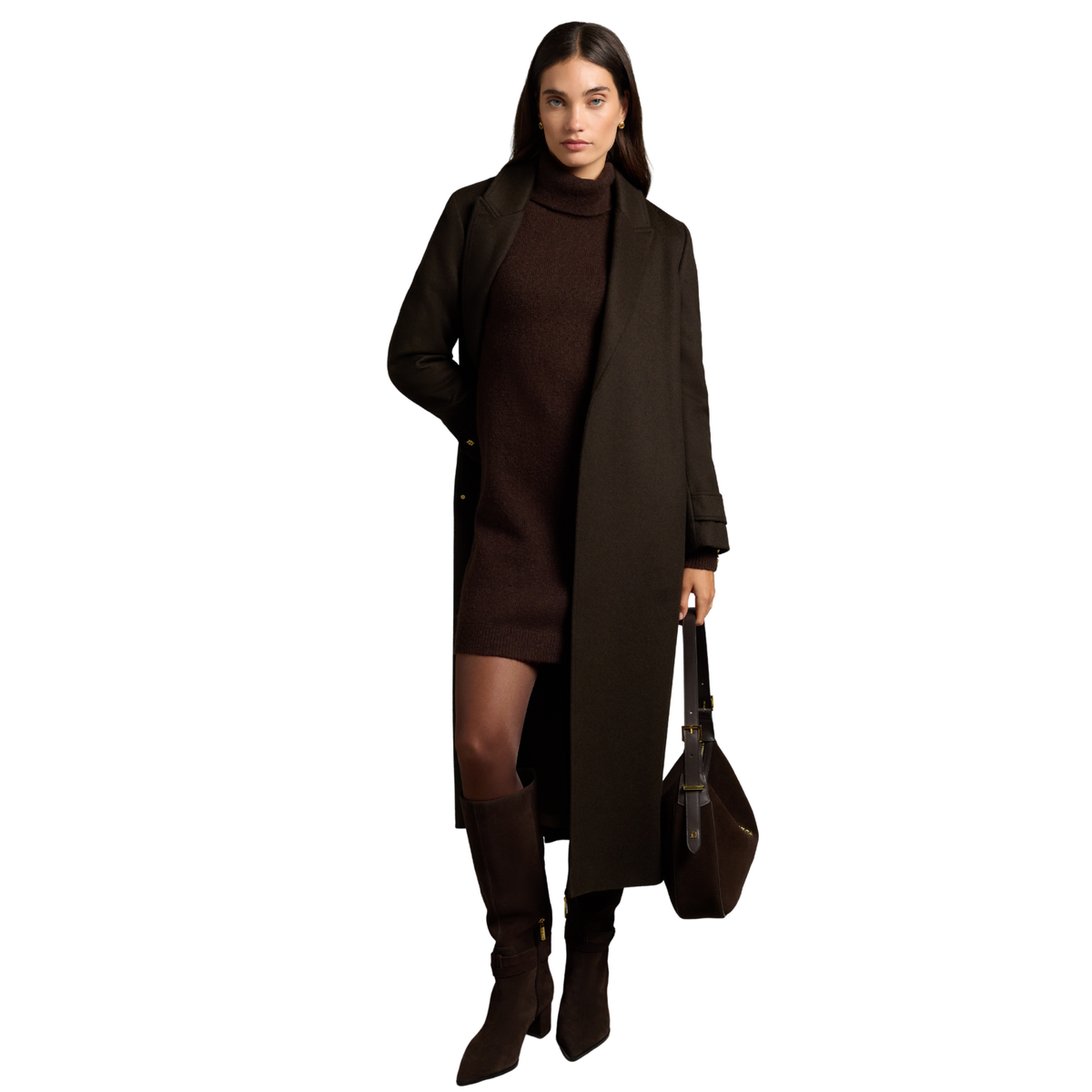 Womens Holland Cooper Chocolate Berkeley Roll Neck Dress