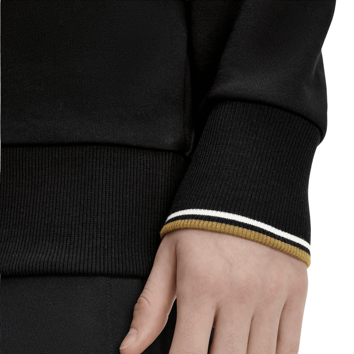 Mens Fred Perry Black/White/Bronze Half Zip Sweatshirt