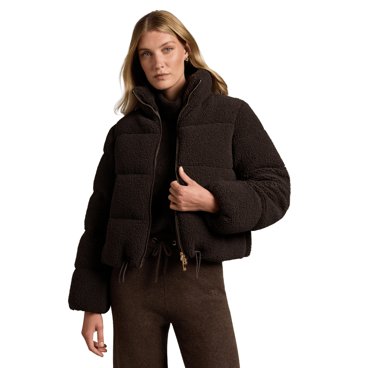 Womens Holland Cooper Chocolate Borg Teddy Padded Jacket