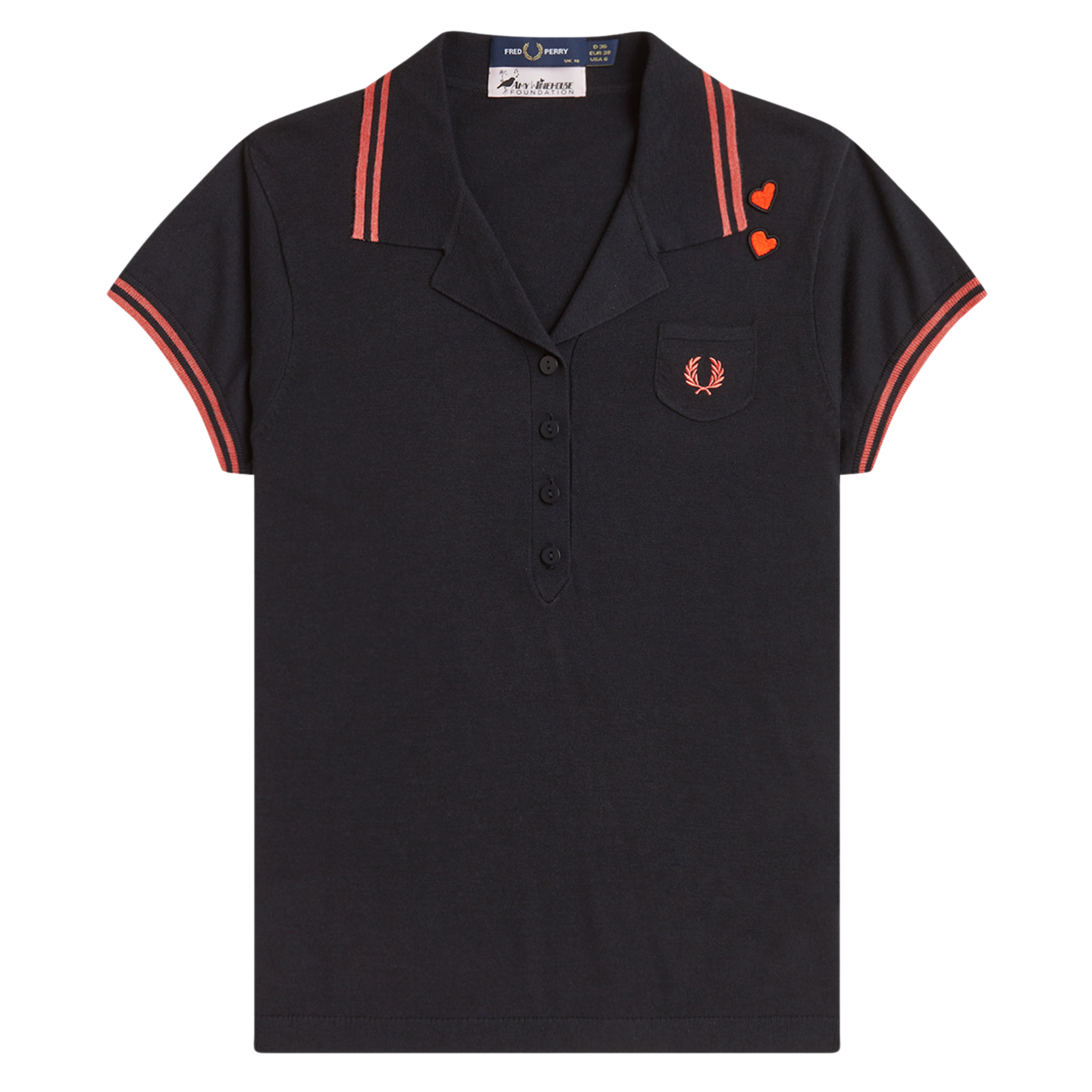 Womens Fred Perry x AW Black Pocket Detail Knitted Polo Shirt